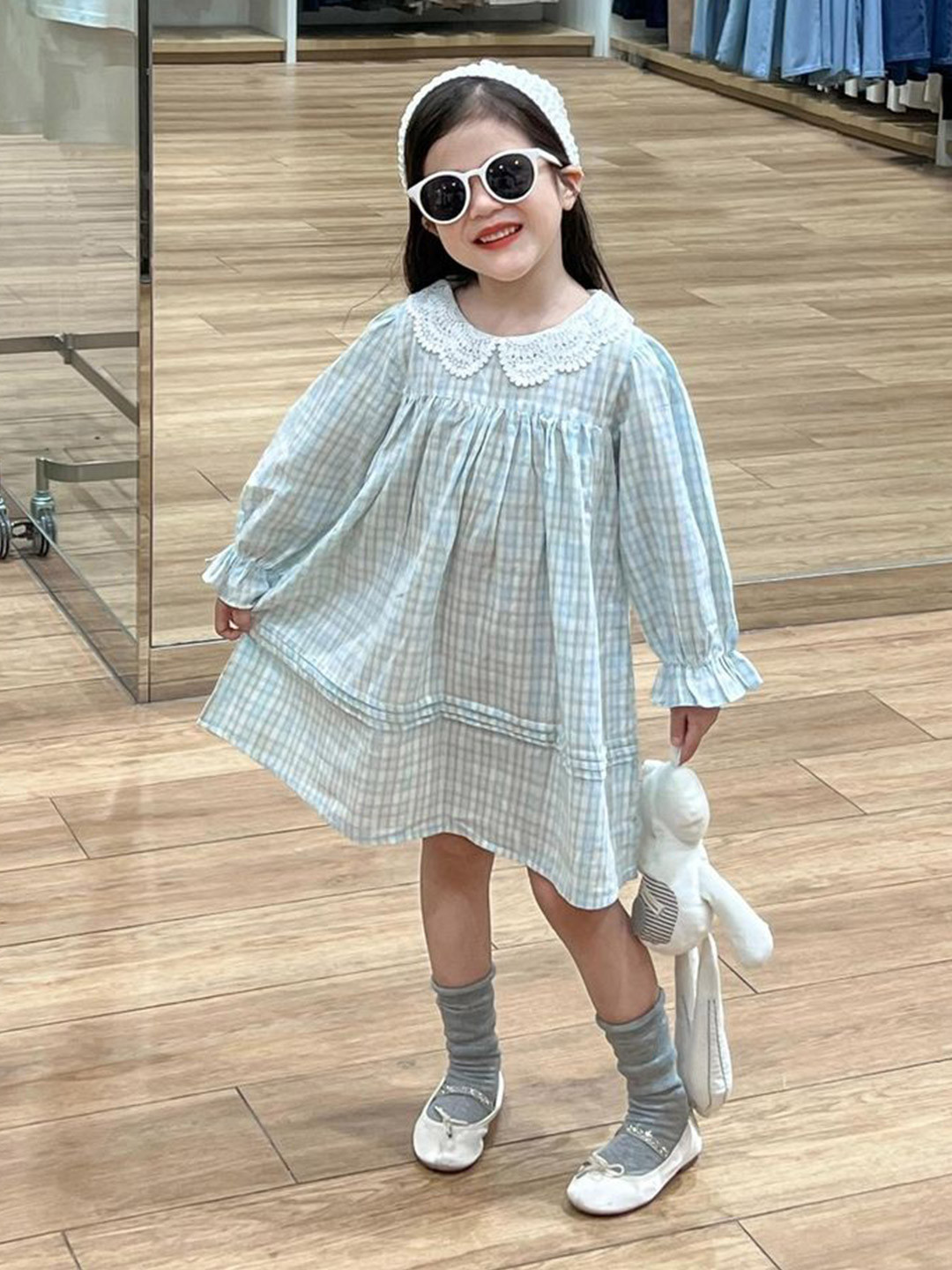 

LULU & SKY Checked A-Line Dress, Green