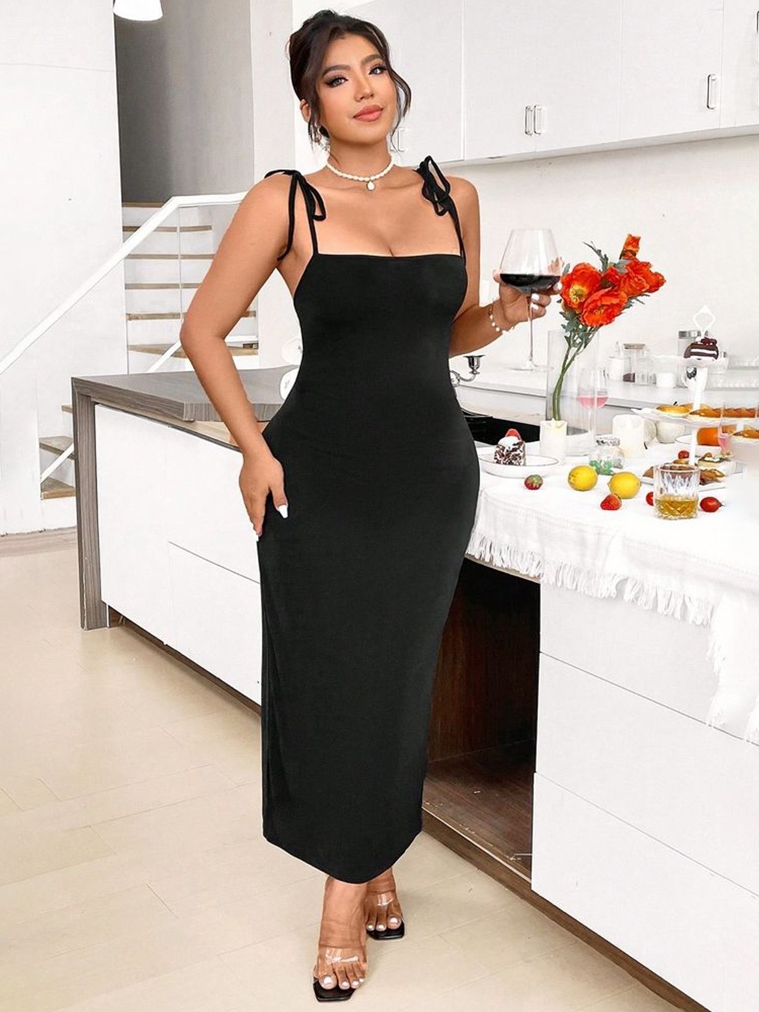 

LULU & SKY Bodycon Maxi Dress, Black