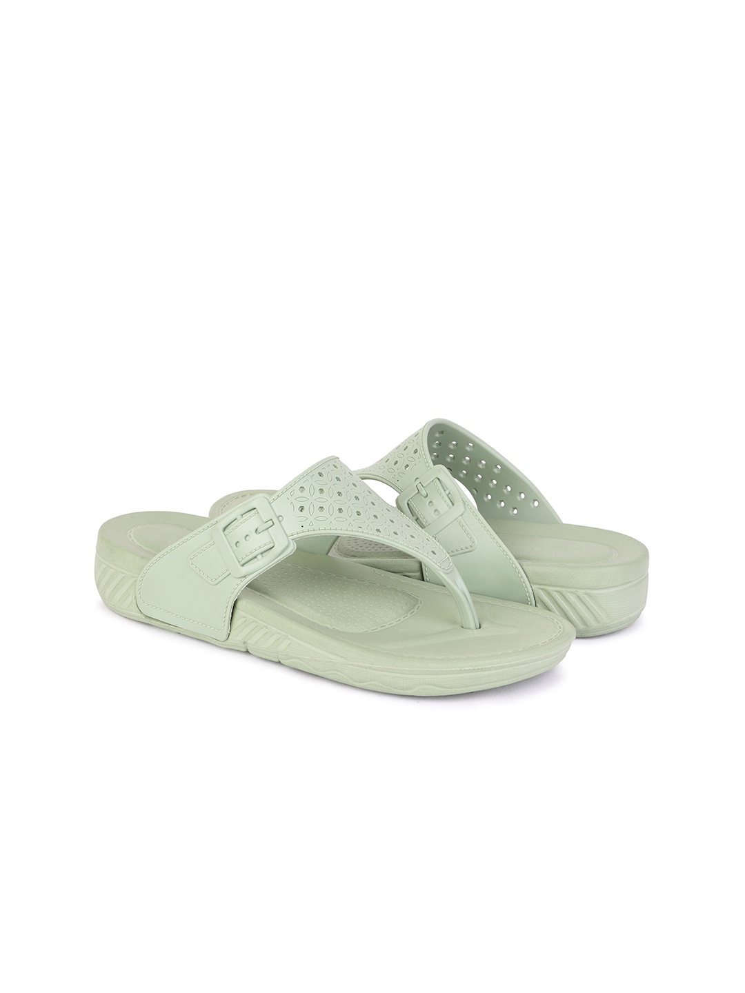 

PENNEN Women Thong Flip-Flops, Green