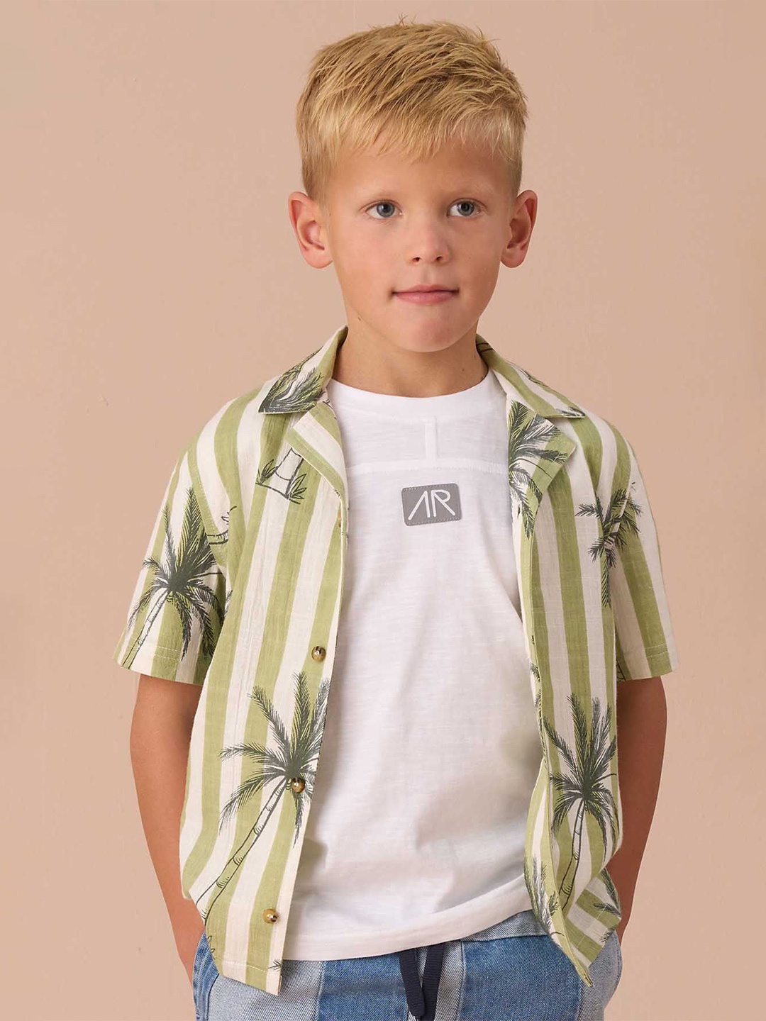 

Angel & Rocket Boys Opaque Printed Casual Shirt, Green