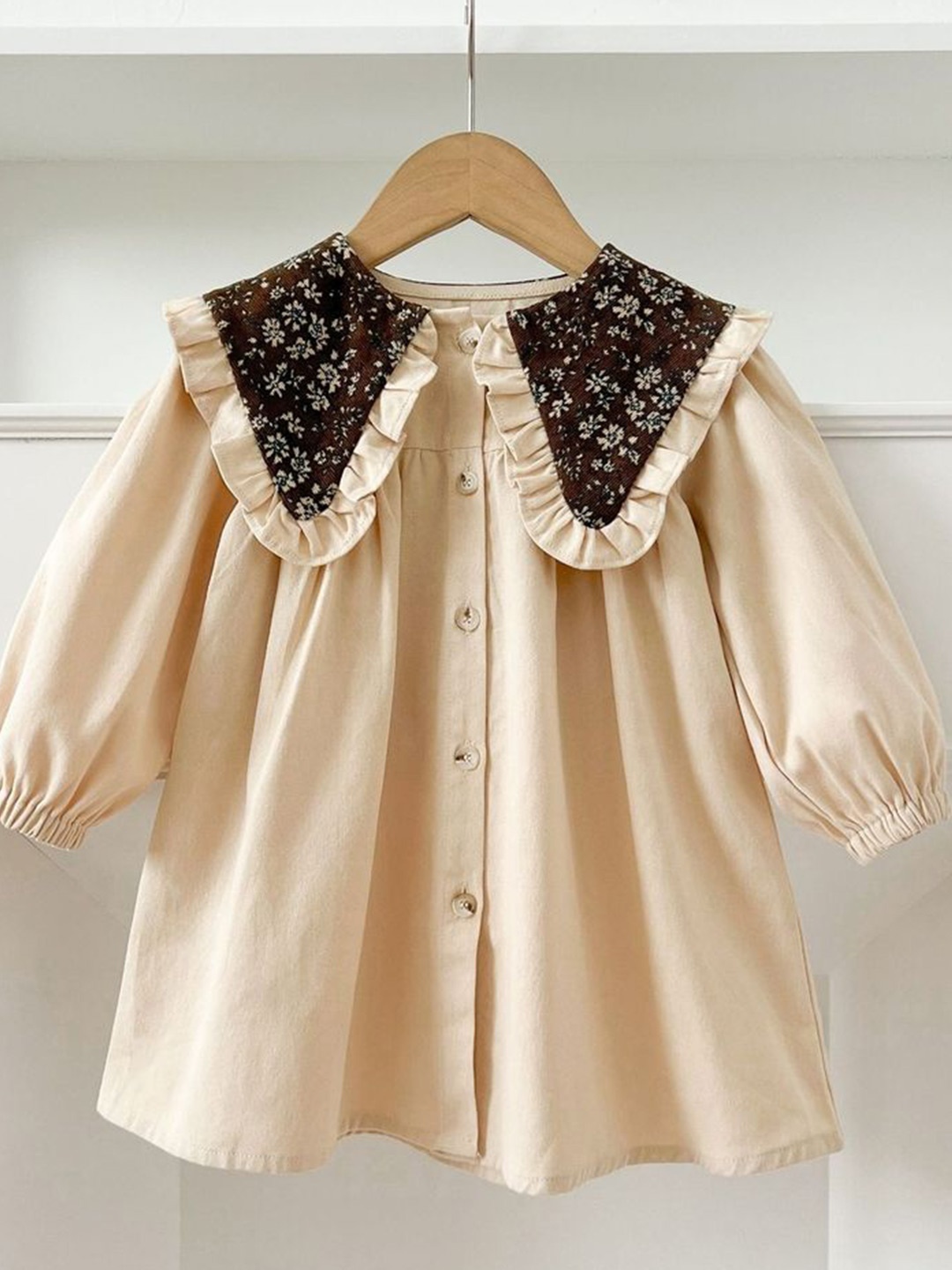 

LULU & SKY Puff Sleeve A-Line Dress, Beige