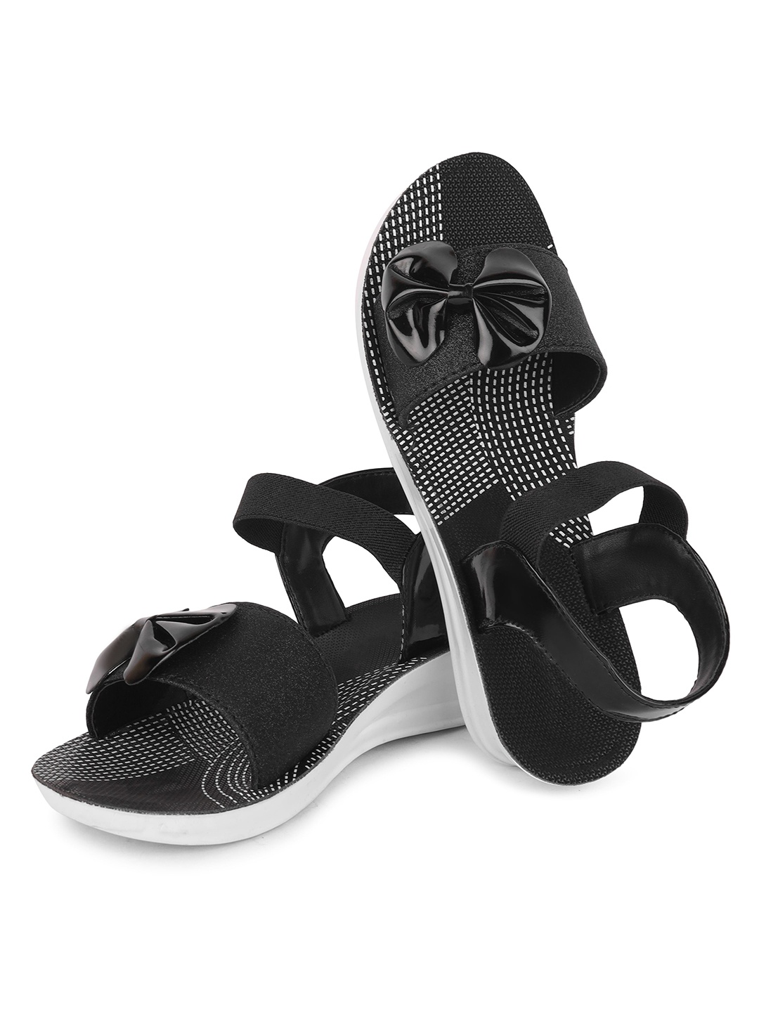 

PENNEN Women Open Toe Flats, Black
