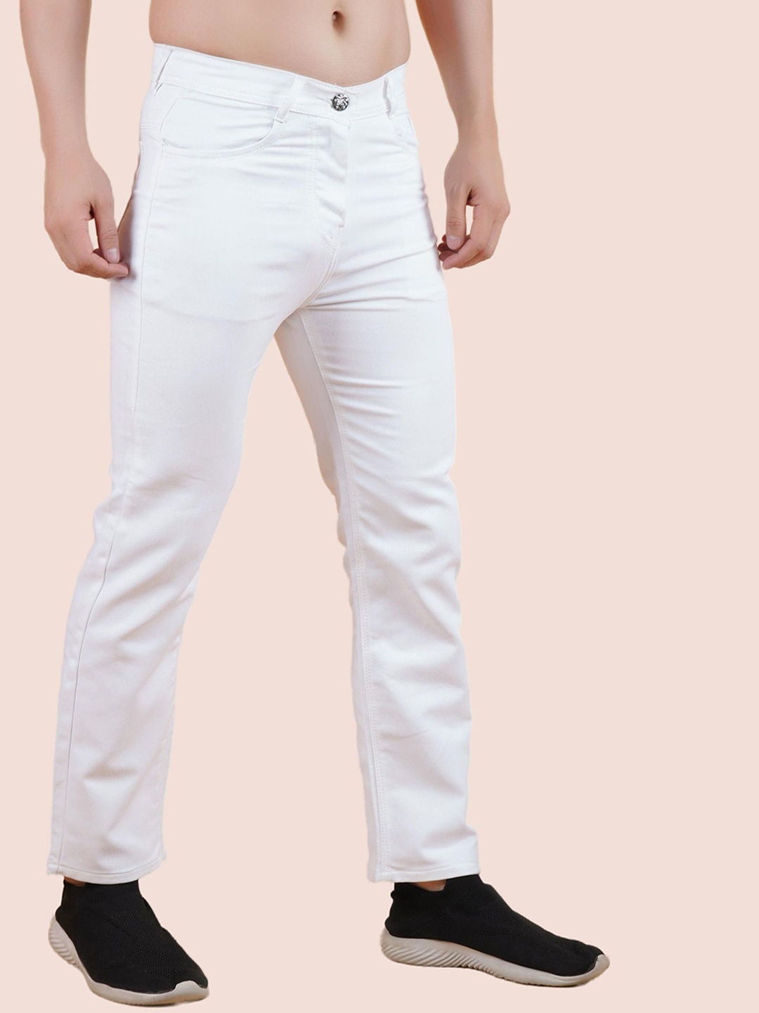 

COMFITS Men Classic Low Distress Stretchable Jeans, White