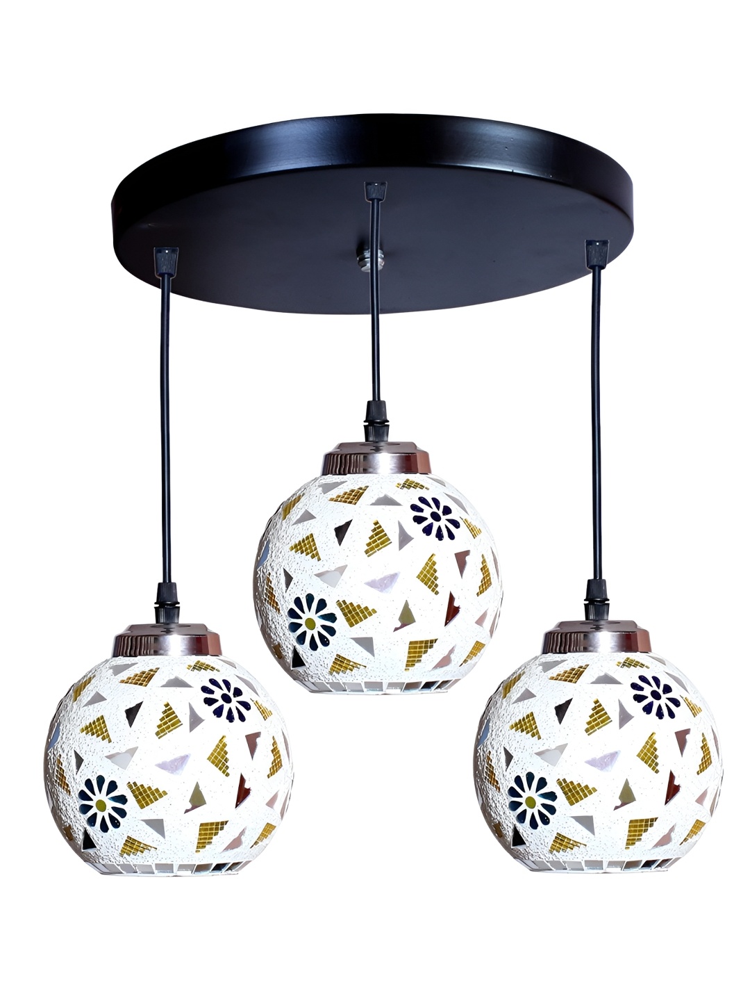 

GAUVIK White & Green Printed Glass Ceiling Lamp
