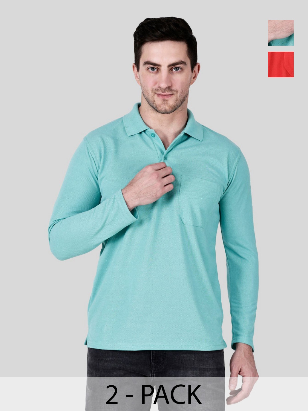 

SAIKSA FASHION Men 2 Polo Collar Pockets T-shirt, Multi