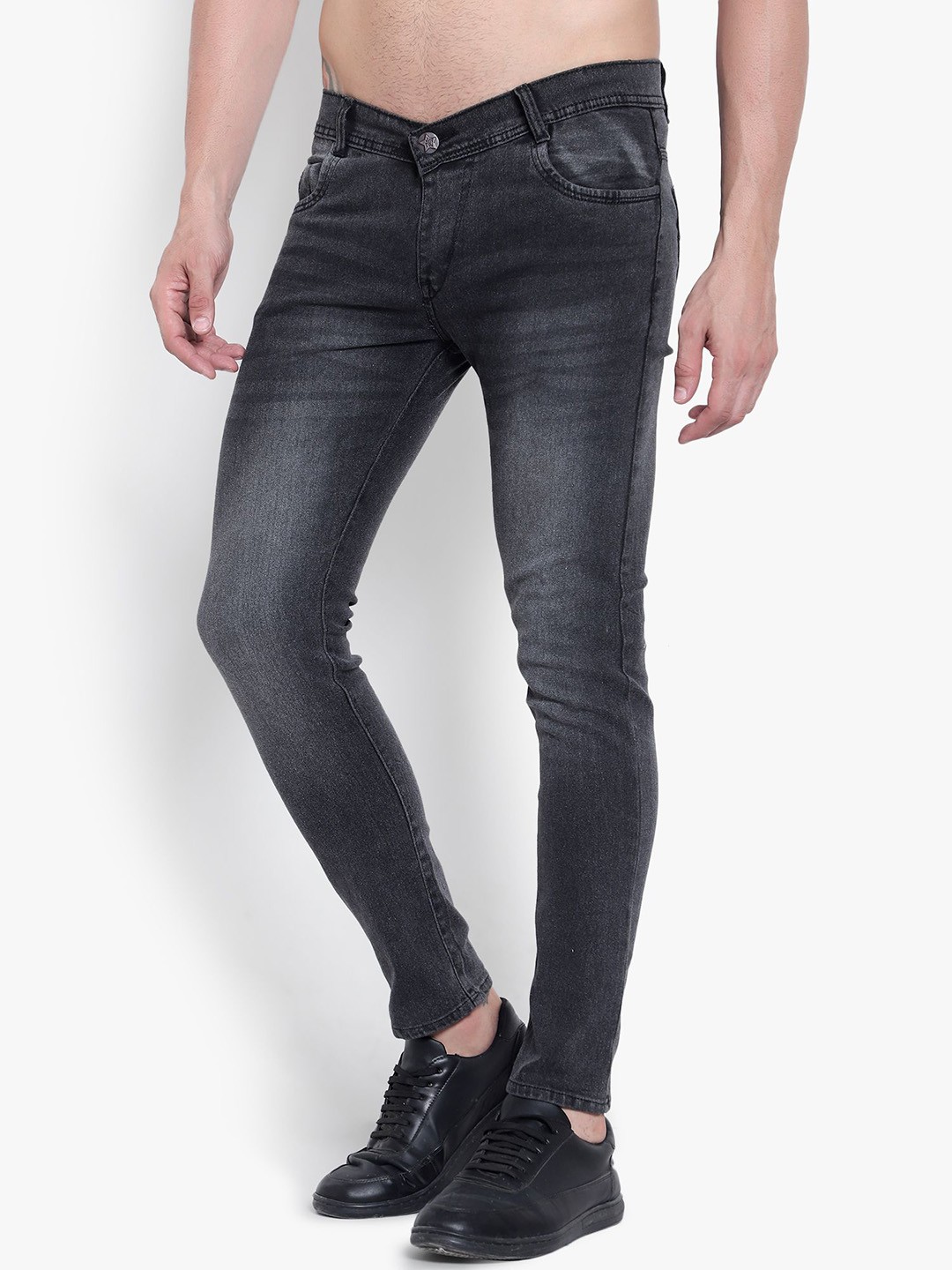 

COMFITS Men Classic Mildly Distressed Light Fade Stretchable Jeans, Grey