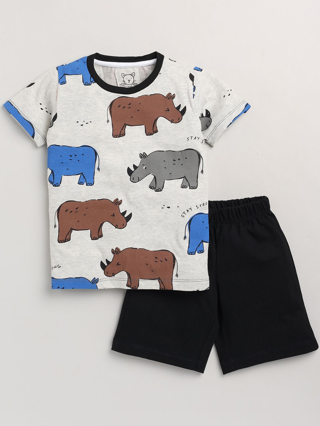 

YK Boys Printed T-shirt with Shorts, Grey