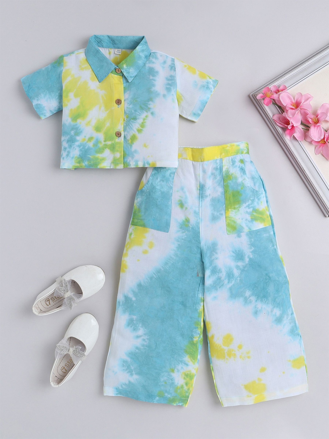 

The Magic Wand Girls Dyed Shirt with Trousers, Blue
