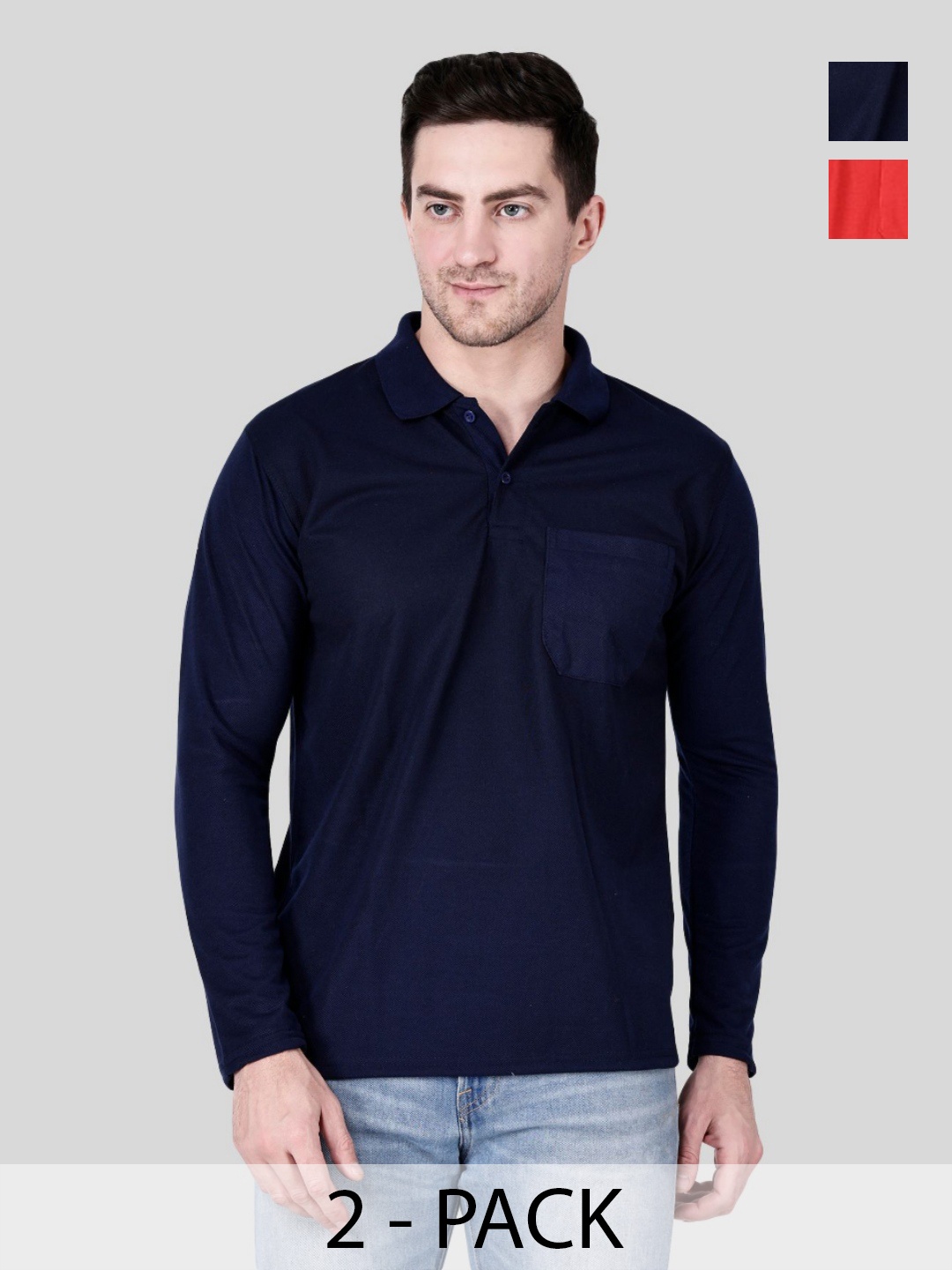 

SAIKSA FASHION Men 2 Polo Collar Pockets T-shirt, Multi