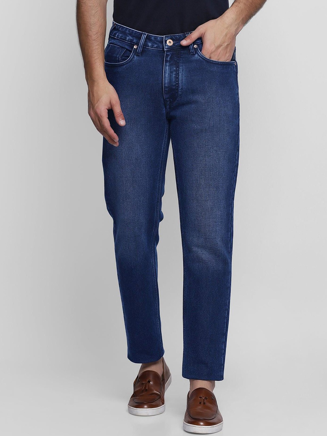 

fineblu Men Slim Fit Light Fade Stretchable Jeans, Navy blue
