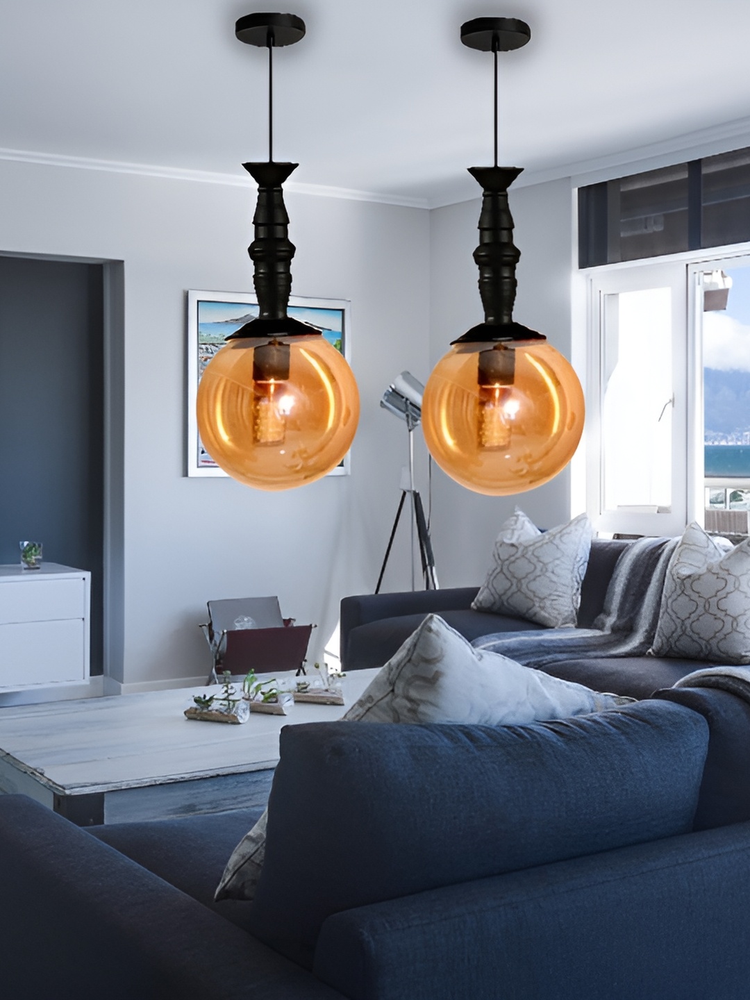 

GAUVIK Black Glass Contemporary Ceiling Lamp