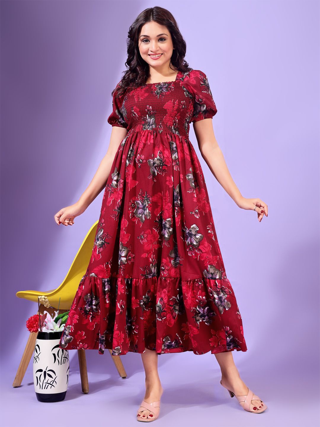 

Moda Rapido Peter Pan Collar Fit & Flare Dress, Red