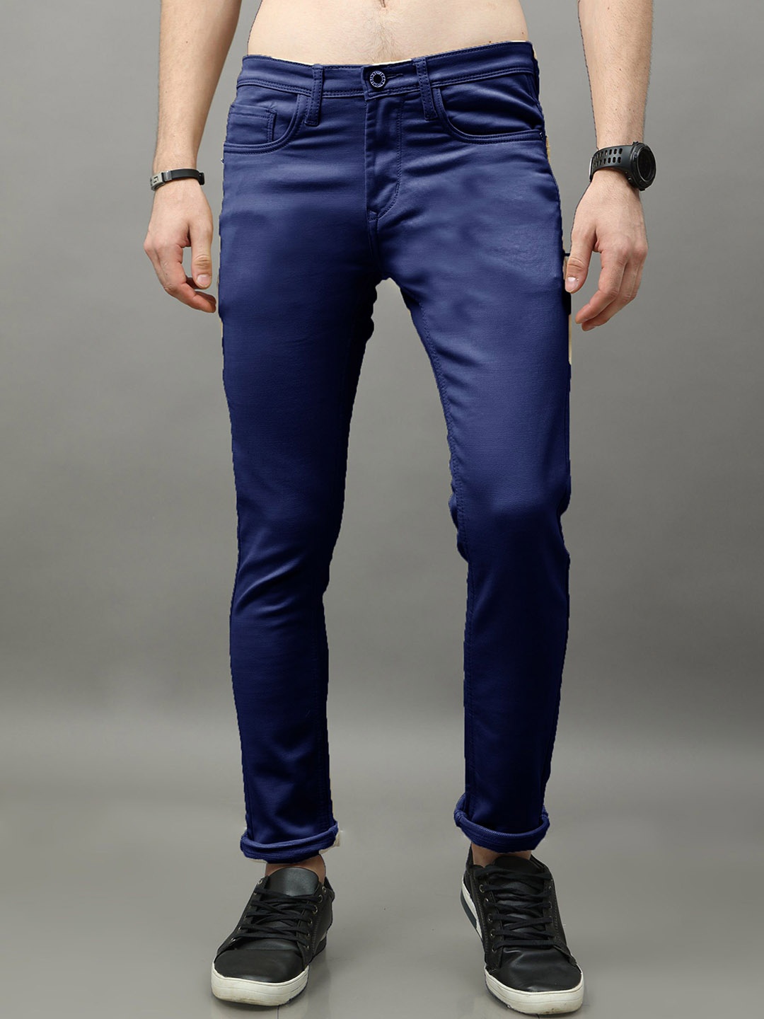 

fineblu Men Slim Fit Stretchable Jeans, Navy blue