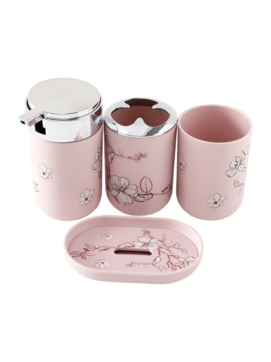 

The Better Home Pink 4 piece Solid Plastic Bath Accessories Set