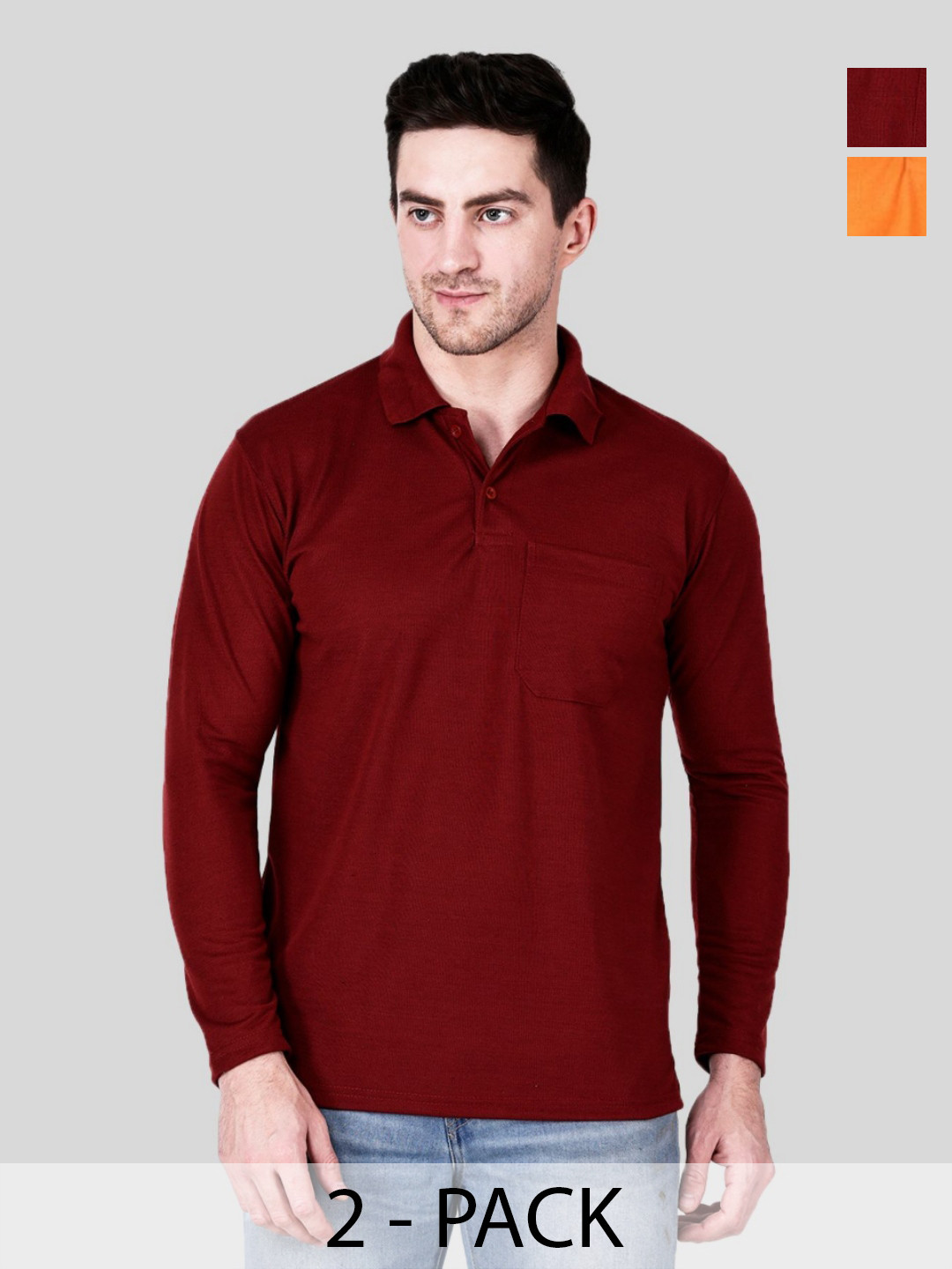 

SAIKSA FASHION Men 2 Polo Collar Pockets T-shirt, Multi