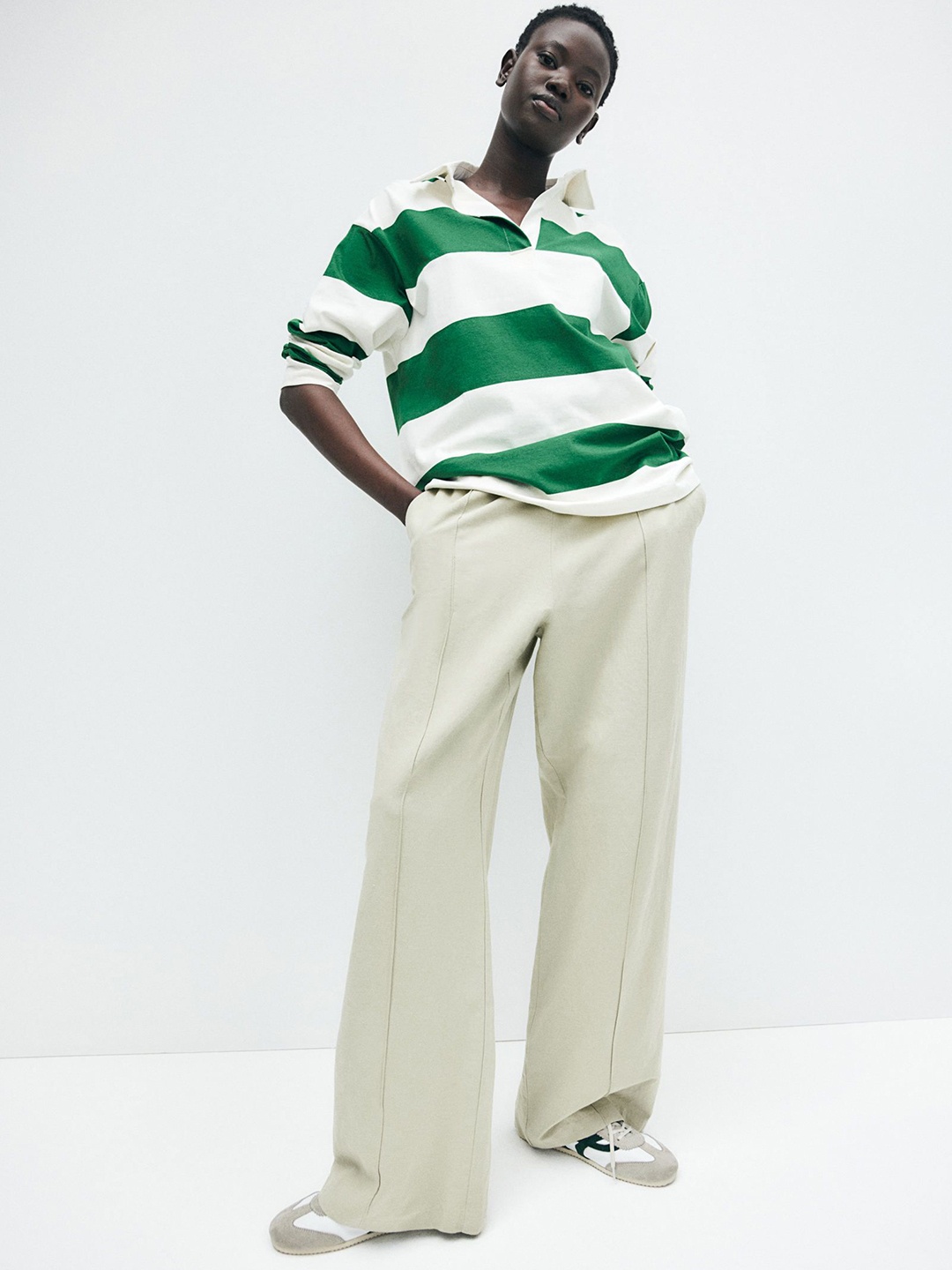 

H&M Linen-Blend Trousers, Beige