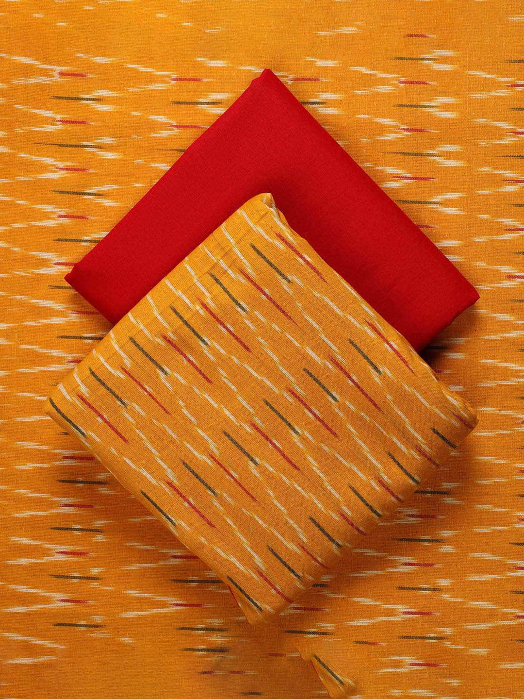 

iTokri Pure Cotton Unstitched Dress Material, Orange