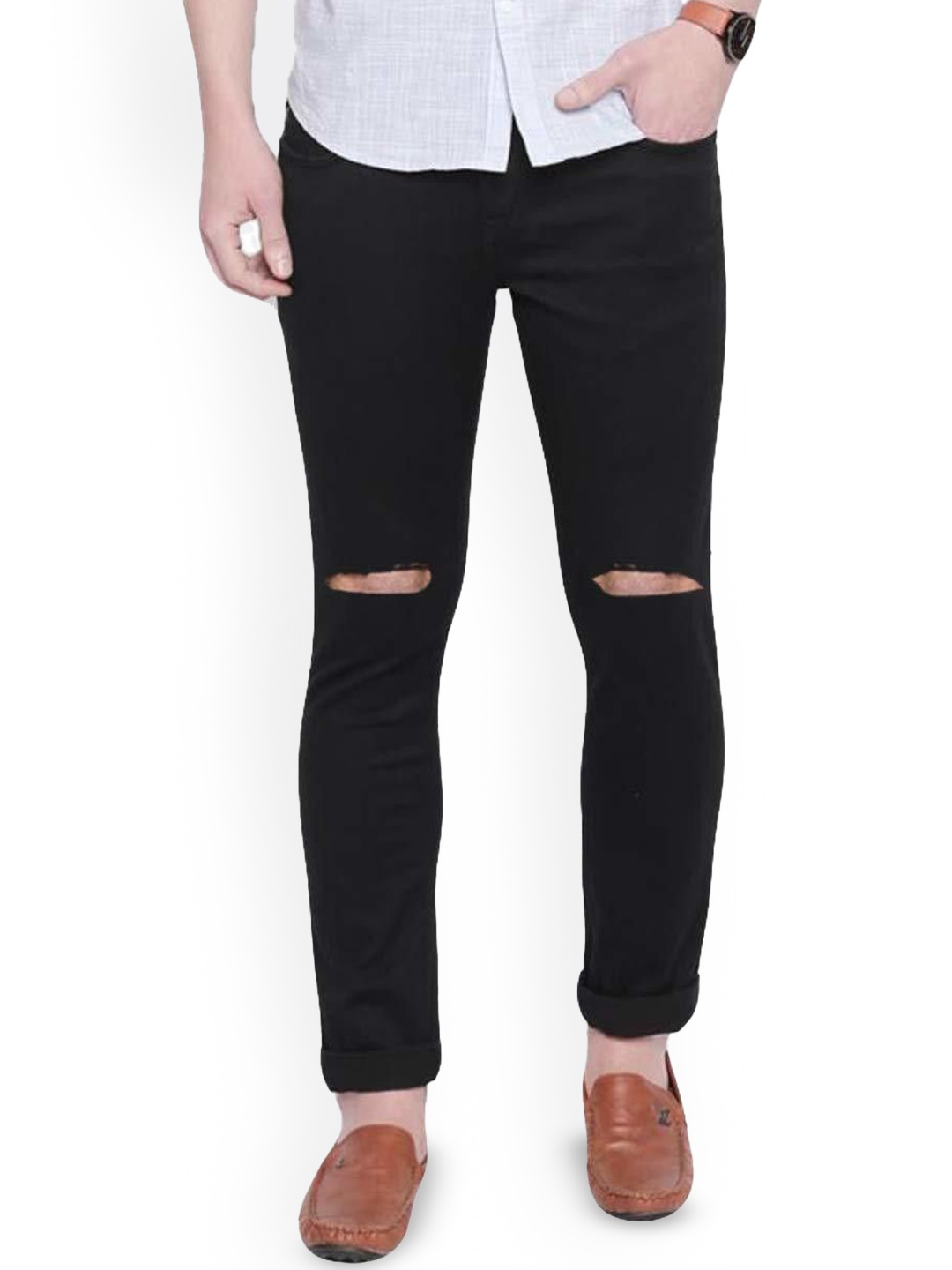 

COMFITS Men Classic Slash Knee Jeans, Black
