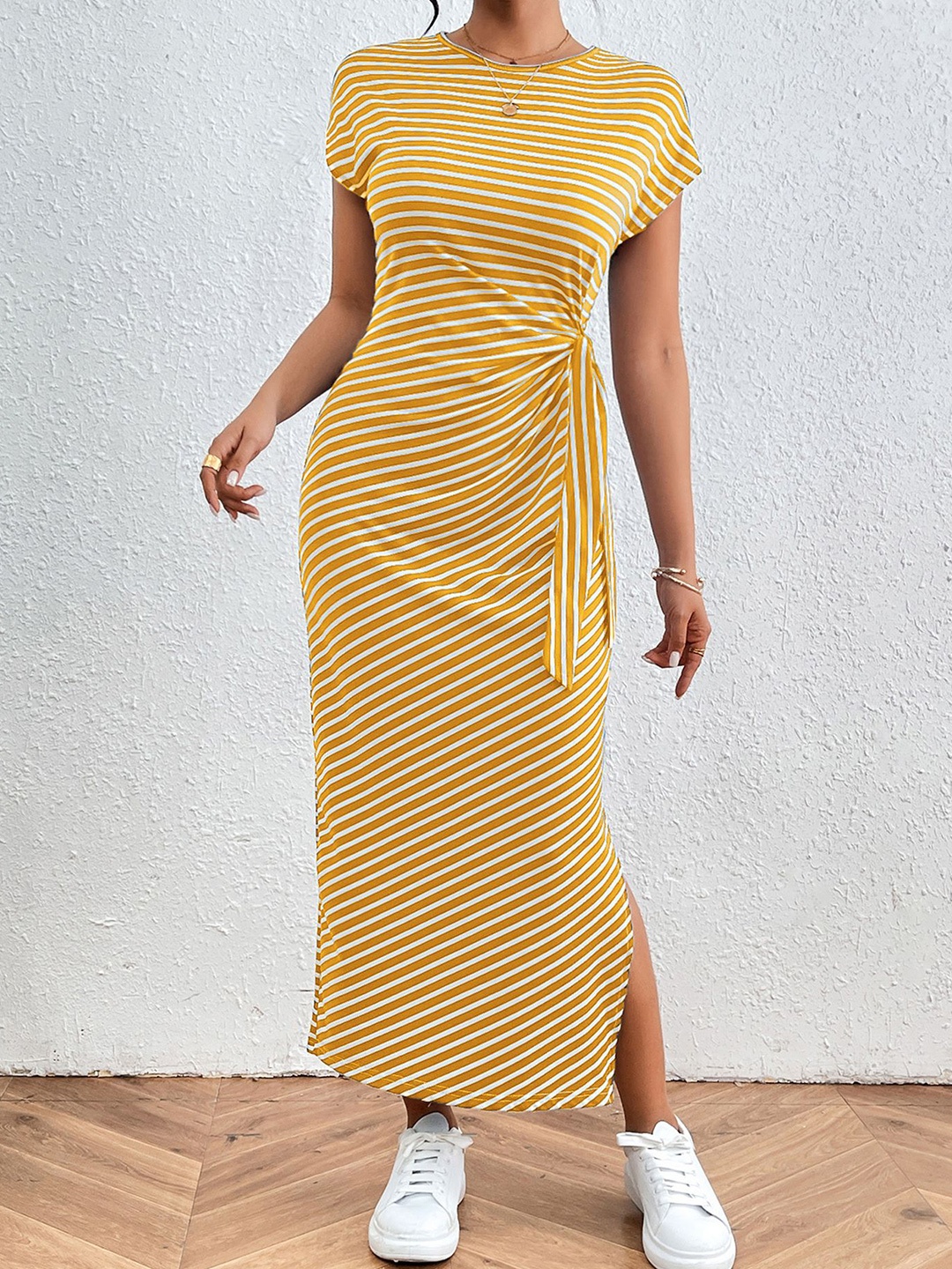 

StyleCast x Revolte Striped A-Line Midi Dress, Yellow