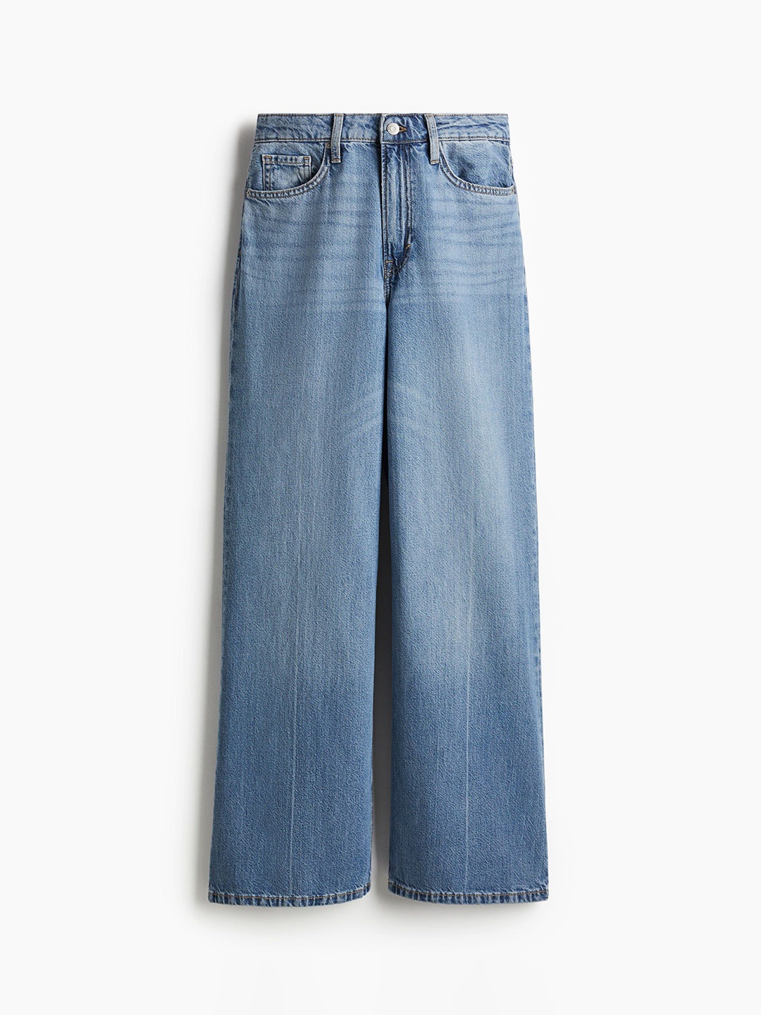

H&M Curvy Fit Feather Soft Wide Ultra High Jeans, Blue