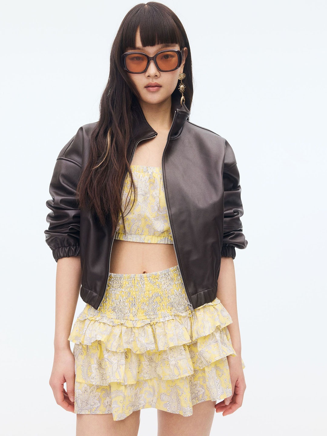 

H&M Tiered Mini Skirt, Yellow
