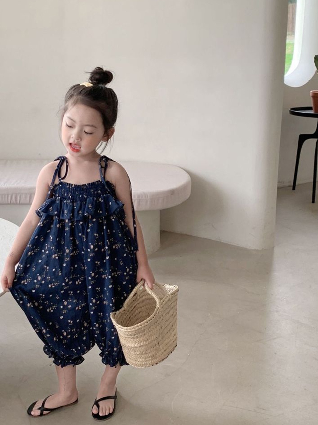 

LULU & SKY Girls Printed Basic Jumpsuit, Blue