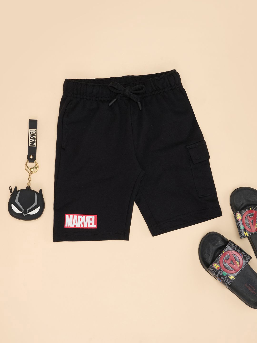 

Pantaloons Junior Boys Printed Spider-Man Shorts, Black