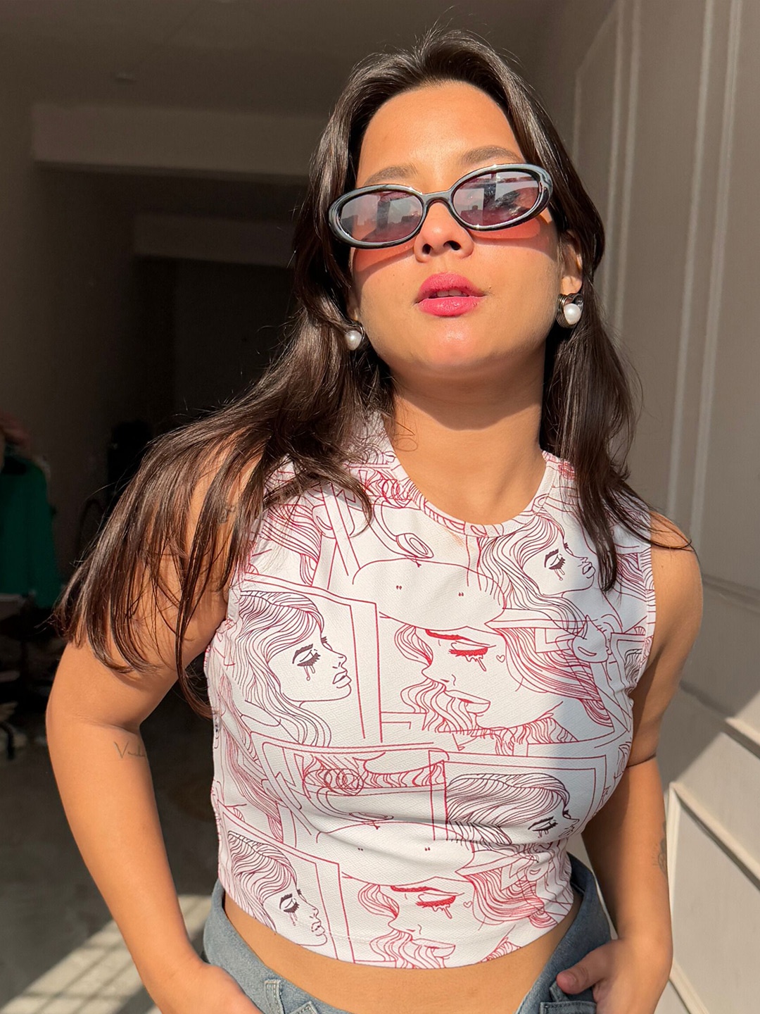 

TANDUL Print Top, White