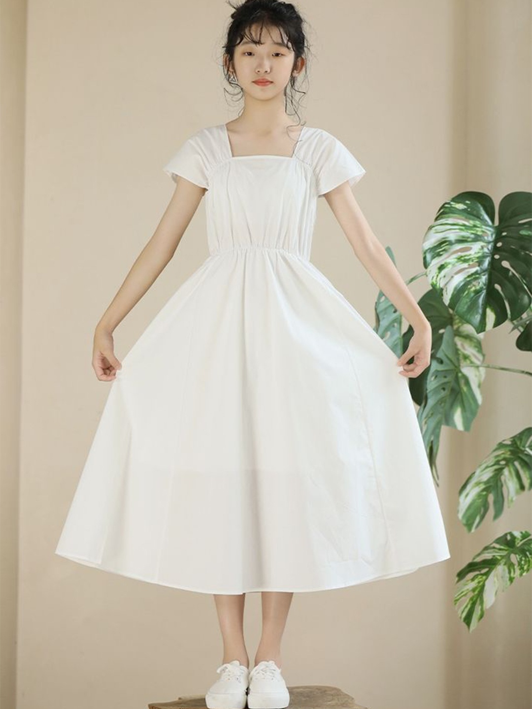 

LULU & SKY Fit & Flare Midi Dress, White