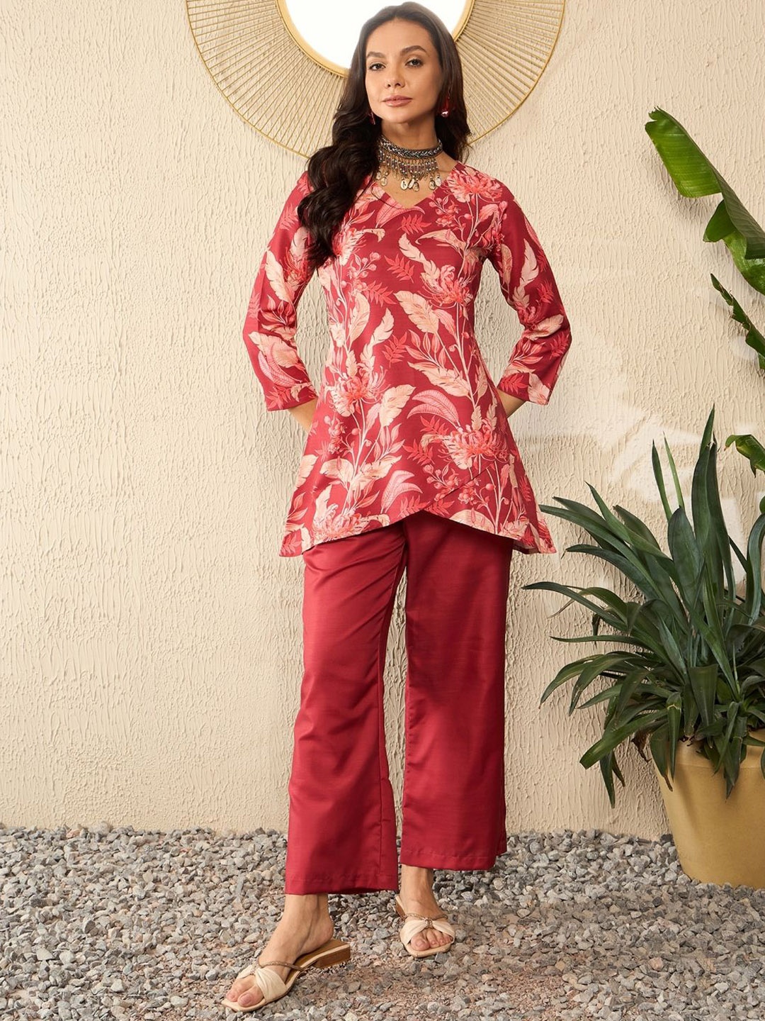 

KALINI Printed Tunic With Trouser Co-Ords, Red