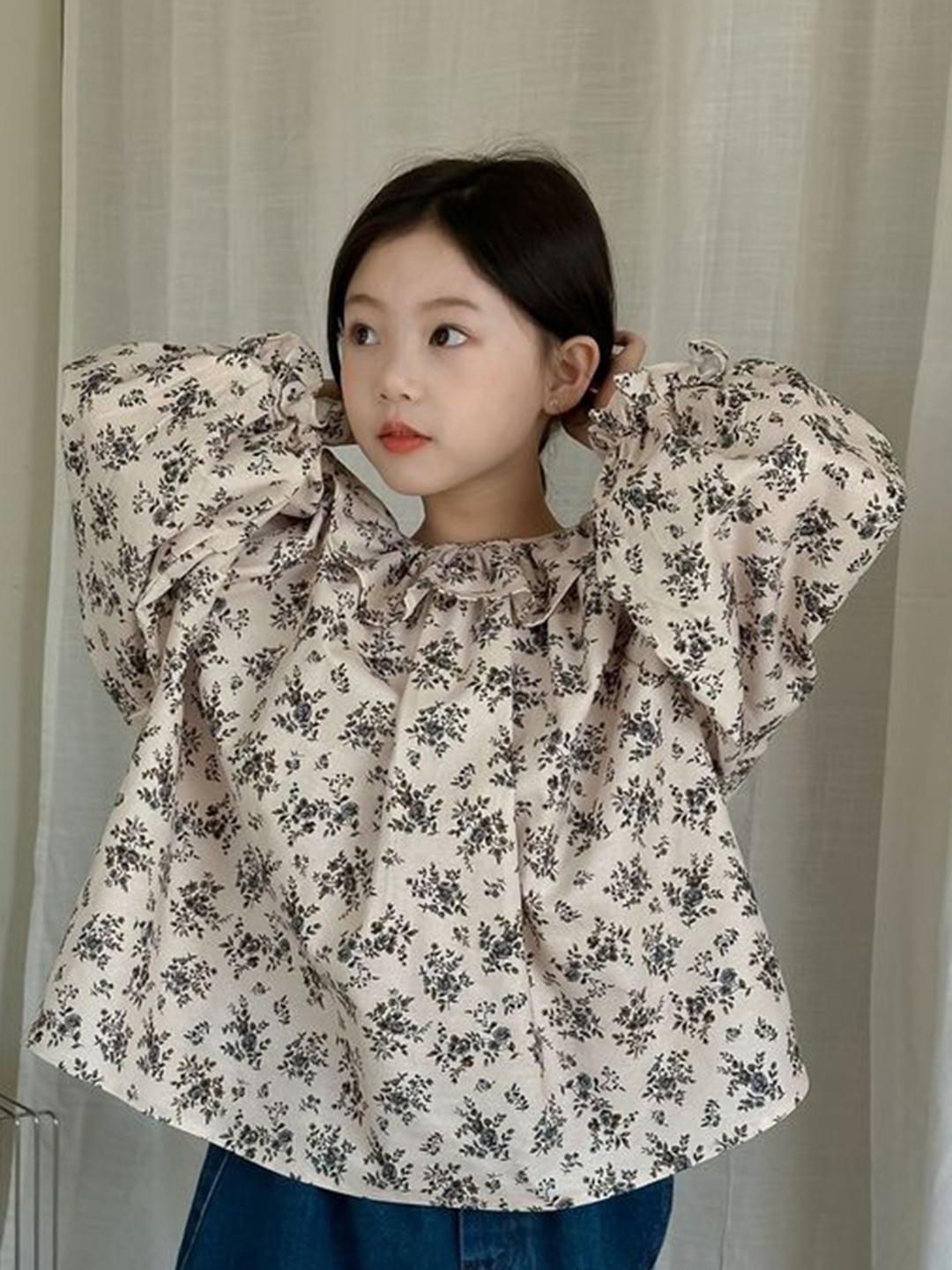 

LULU & SKY Floral Print Cotton Top, Off white