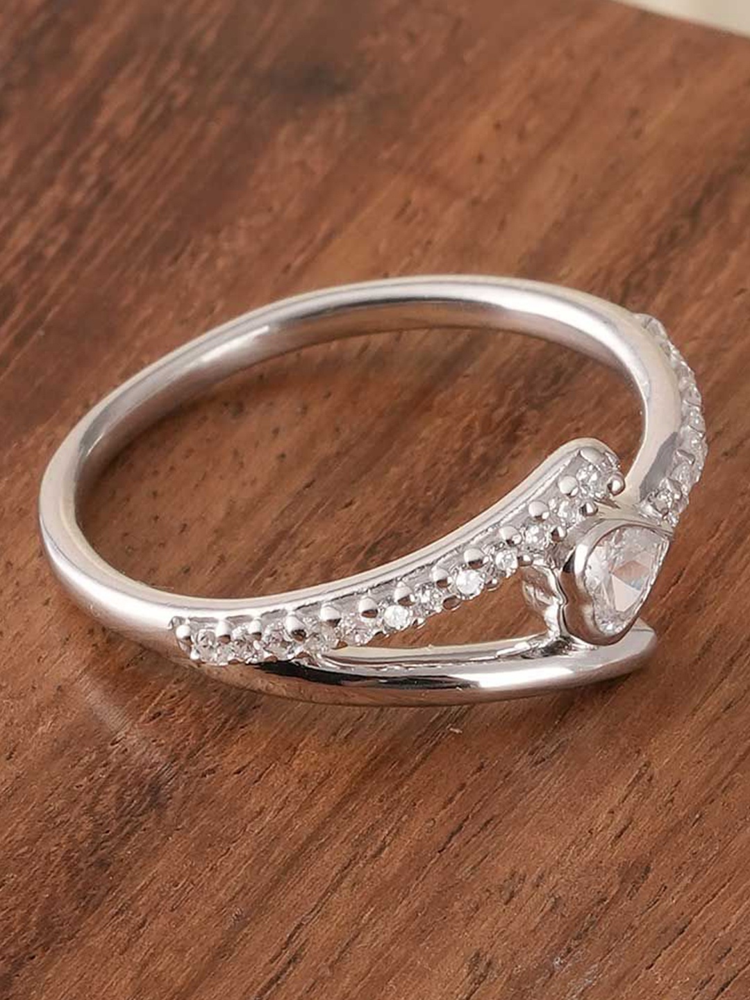 

PALMONAS 925 Sterling Silver Together as One Heart Finger Ring