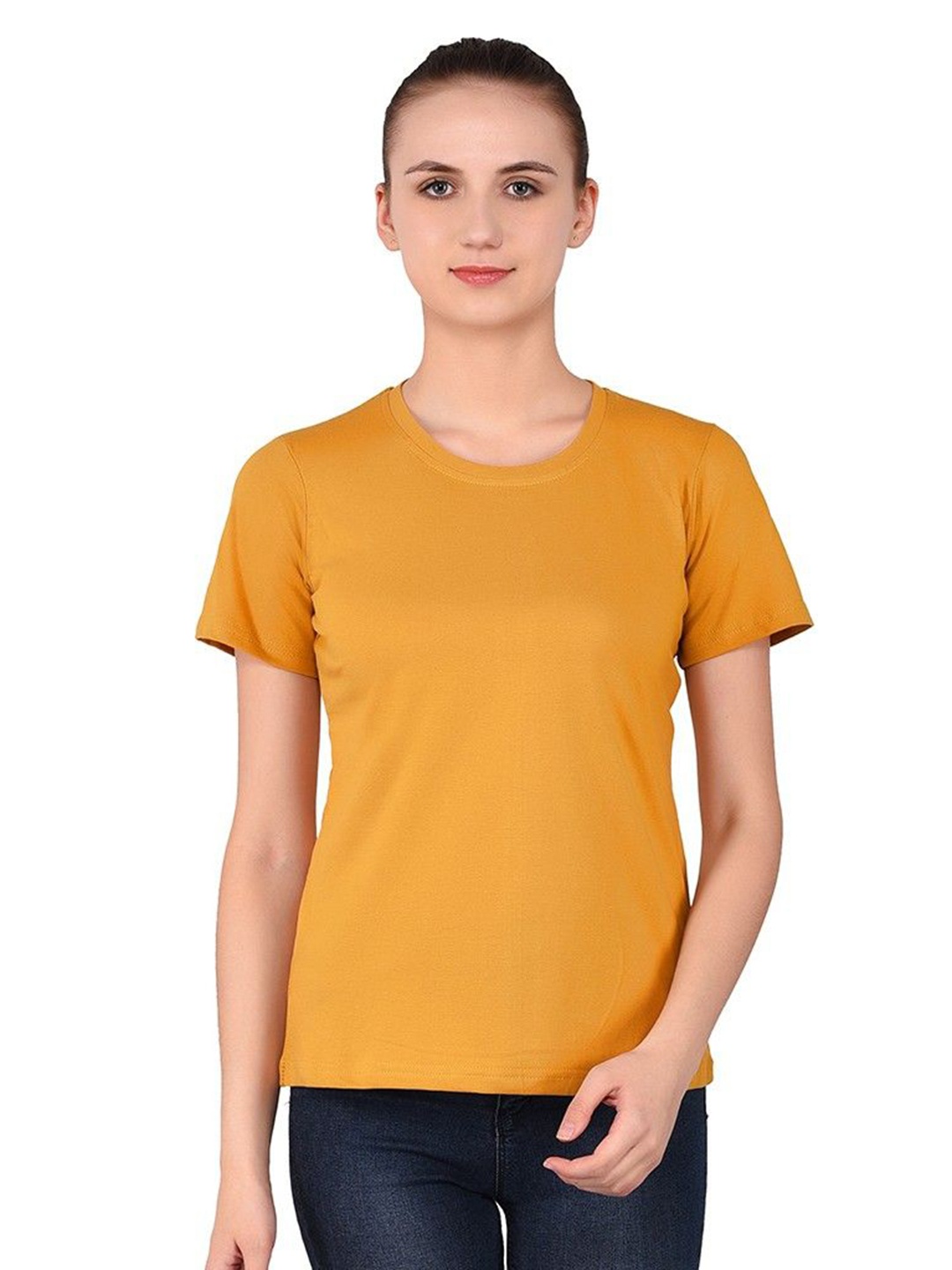 

BEYOU FASHION Women Pockets Slim Fit T-shirt, Yellow