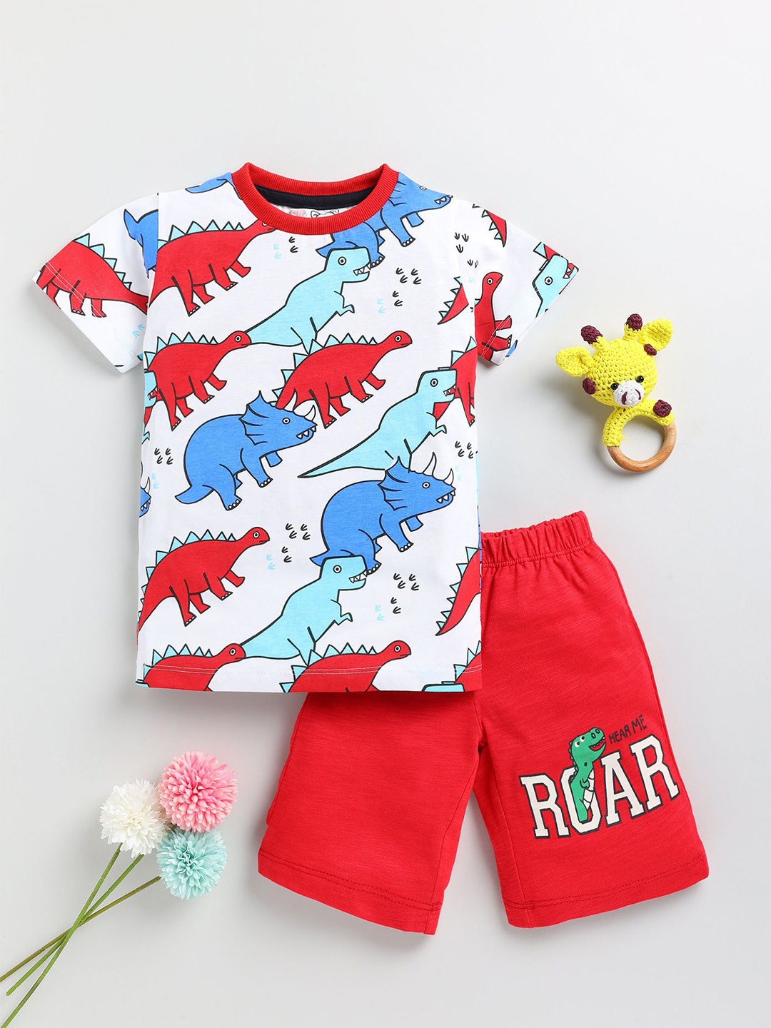 

YK Boys Printed T-shirt with Shorts, White