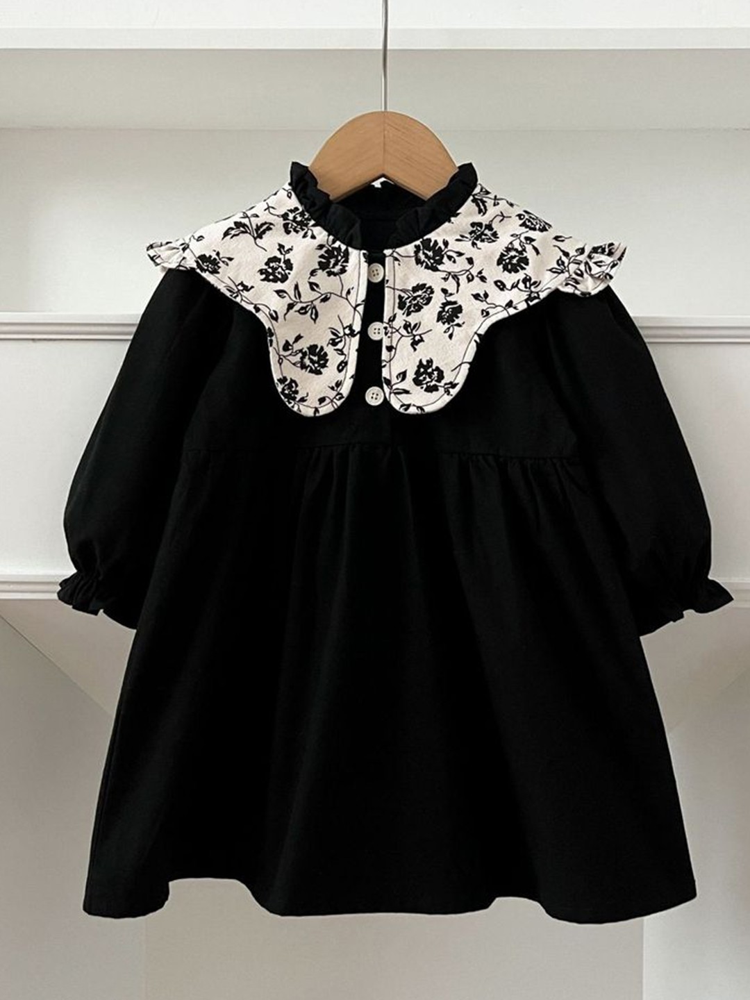 

LULU & SKY Puff Sleeve A-Line Dress, Black