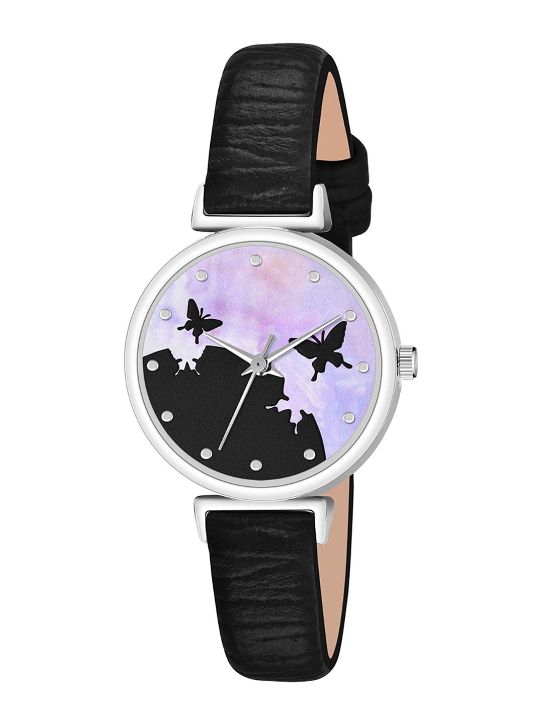 

THE SHOPOHOLIC Women Printed Dial & Leather Straps Analogue Watch AB64-BLACK