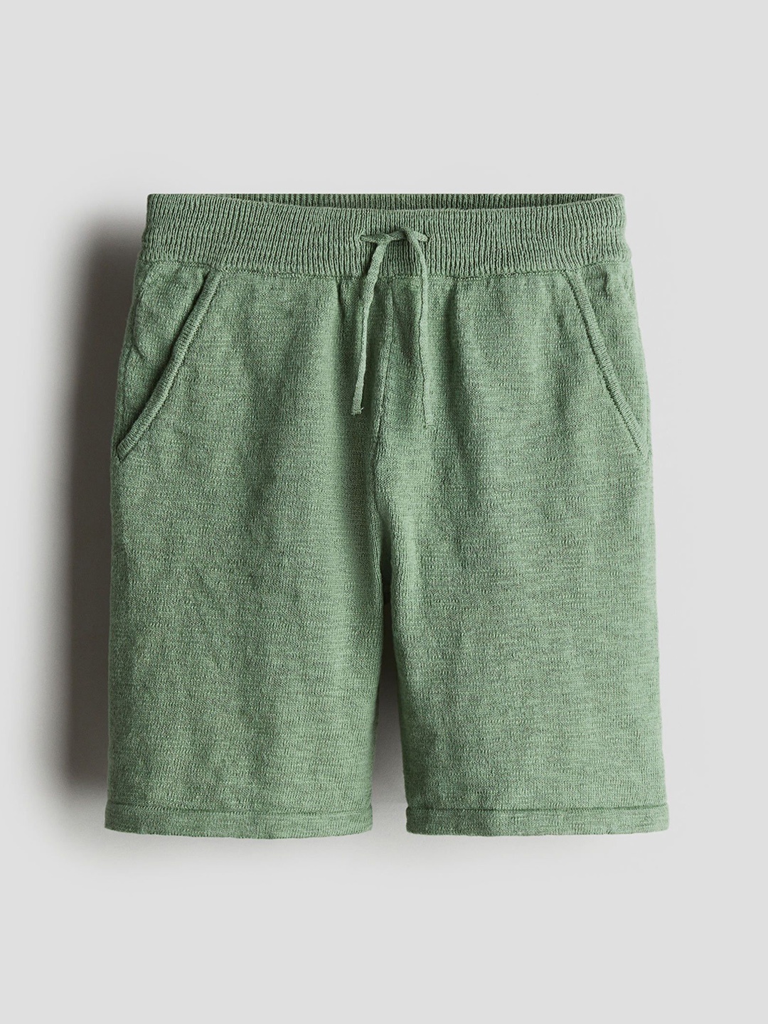 

H&M Fine-Knit Cotton Shorts, Green