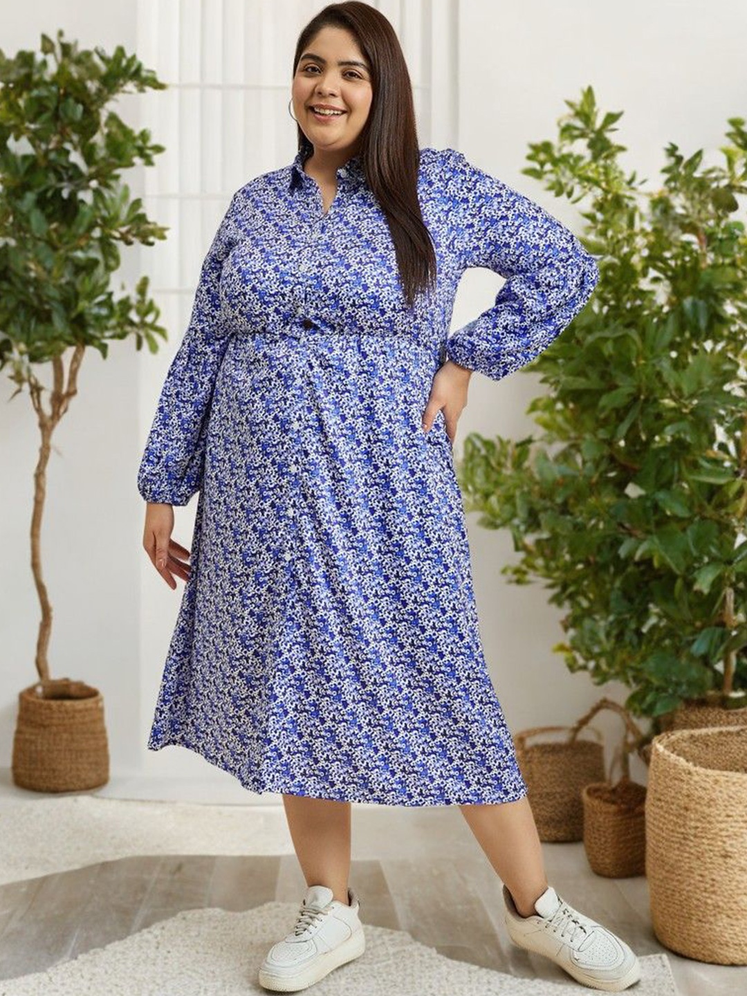

DressBerry Curve Floral Print Crepe Maxi Dress, Blue