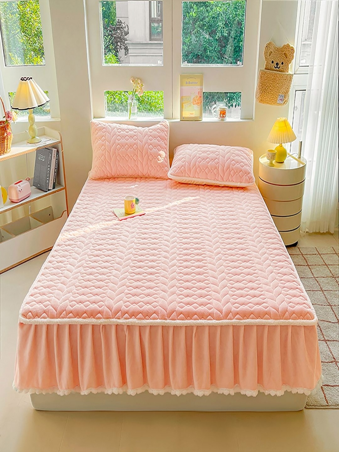 

JC HOME Pink 160 TC King Bedsheet with 2 Pillow Covers
