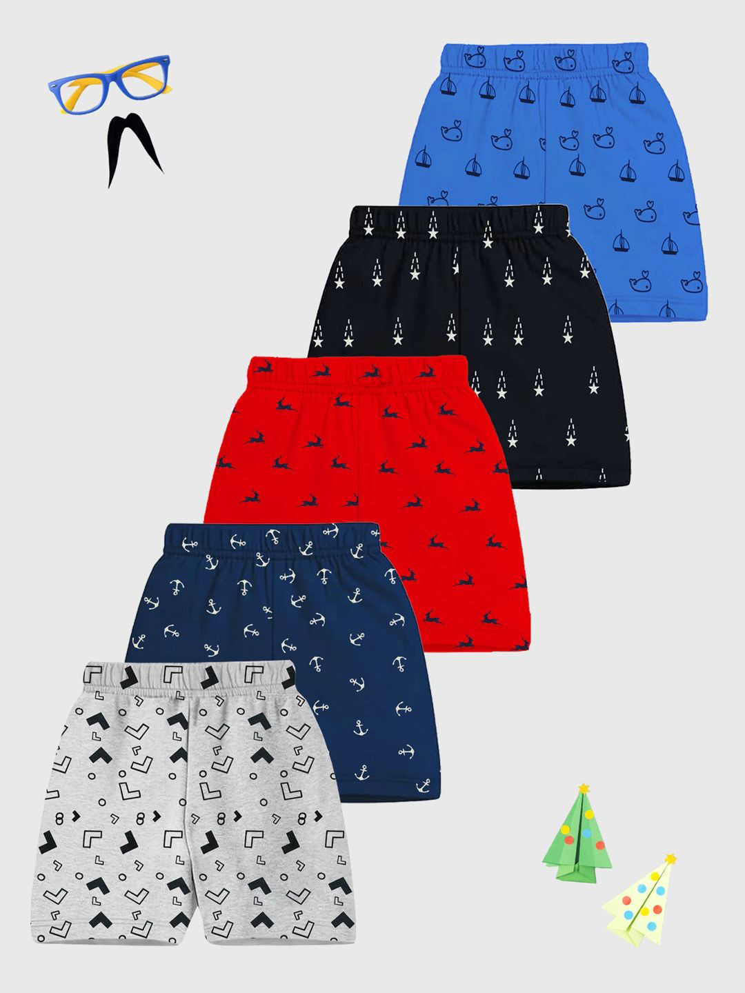 

KUCHIPOO Boys Printed Shorts, Red