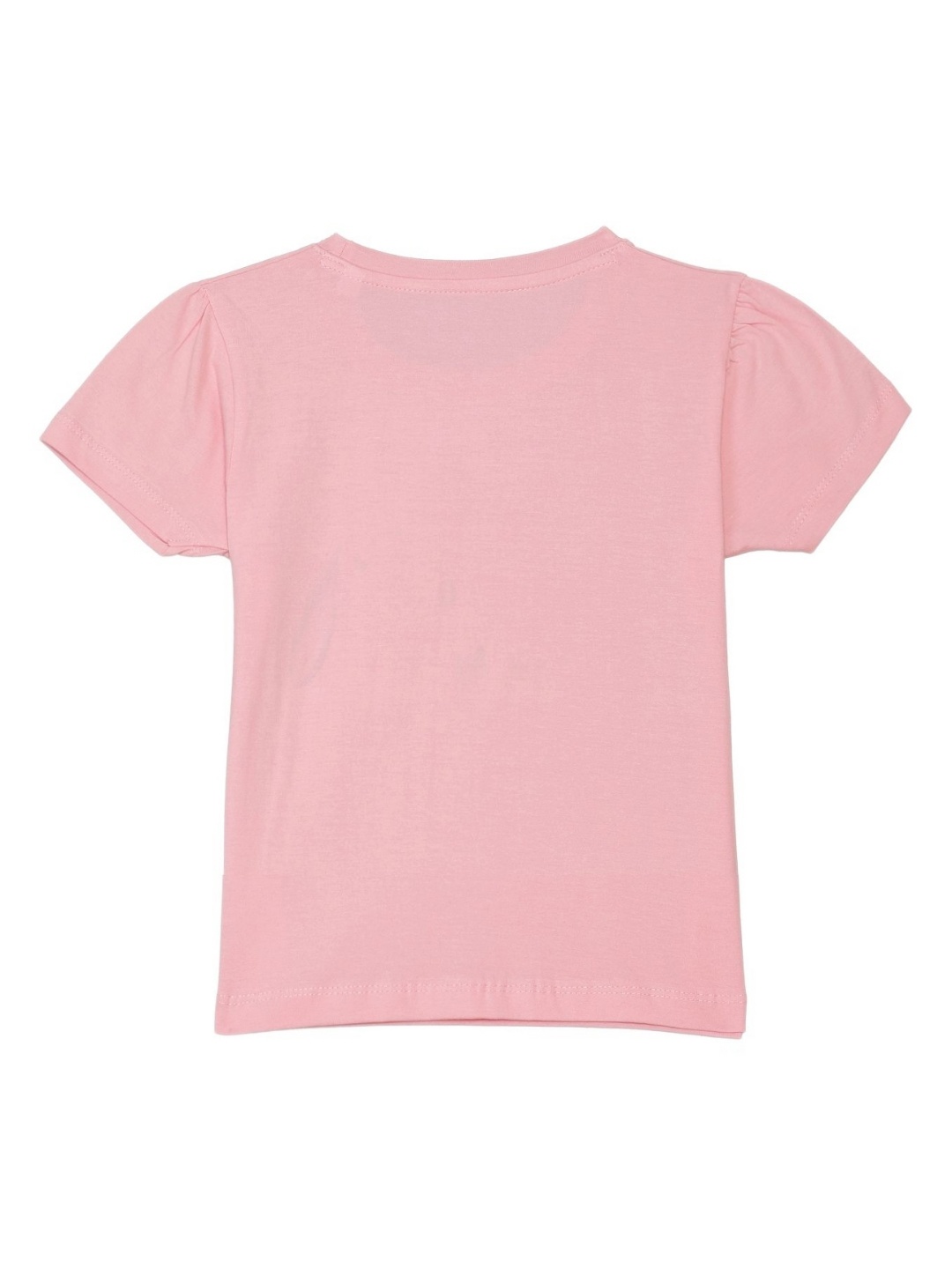 

Wear Your Mind Girls Printed Puff Sleeves Pure Cotton T-shirt, Pink