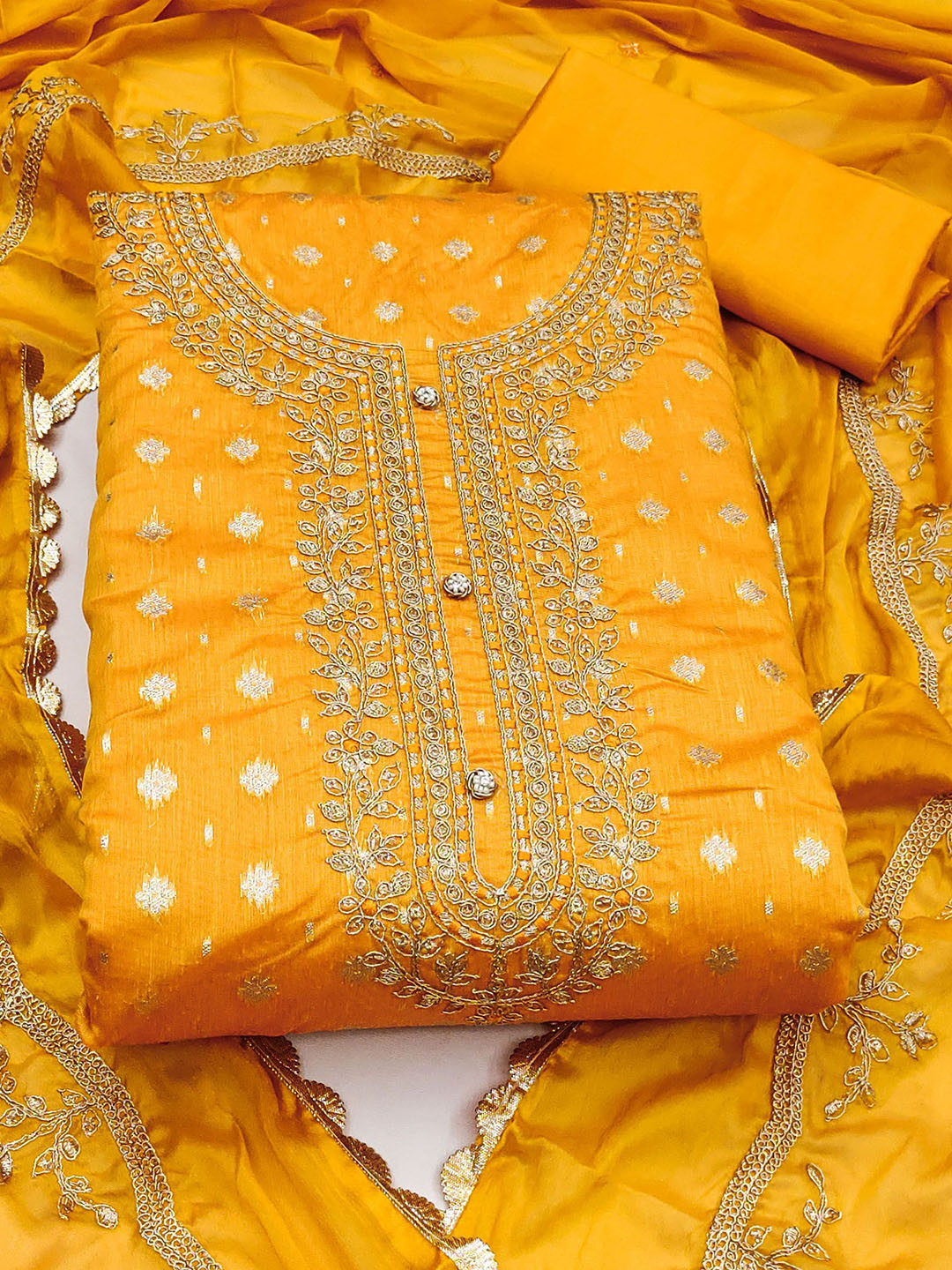

SHADOW & SAINING Semi-Stitched Dress Material, Yellow