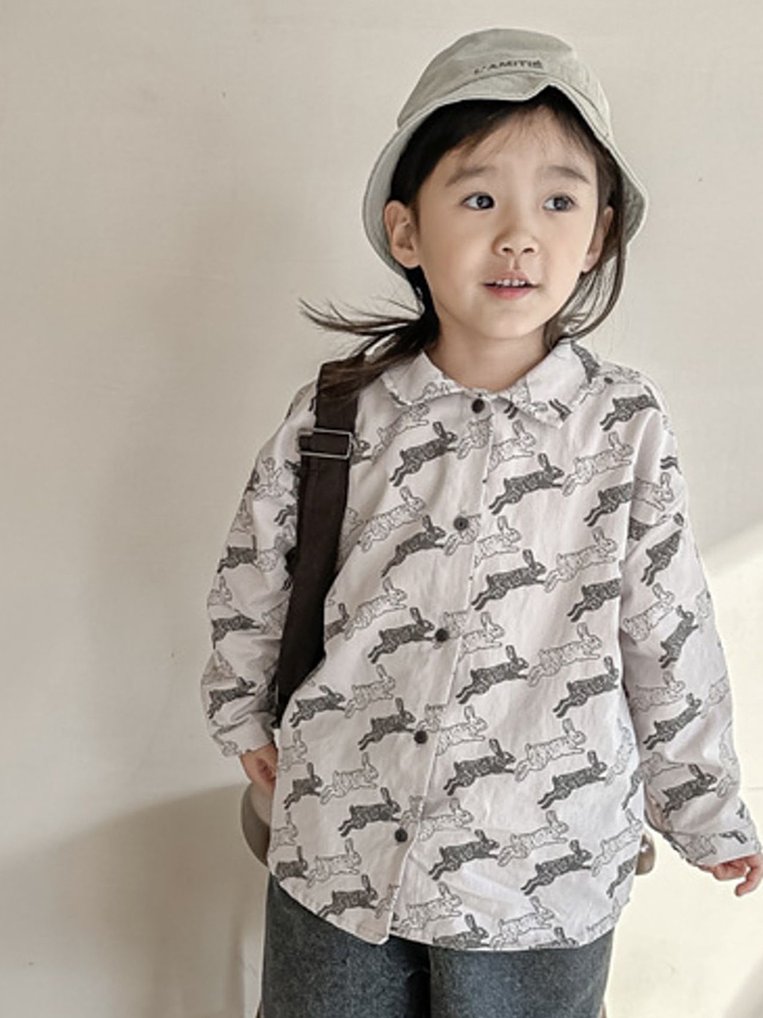 

LULU & SKY Girls Opaque Printed Casual Shirt, Grey