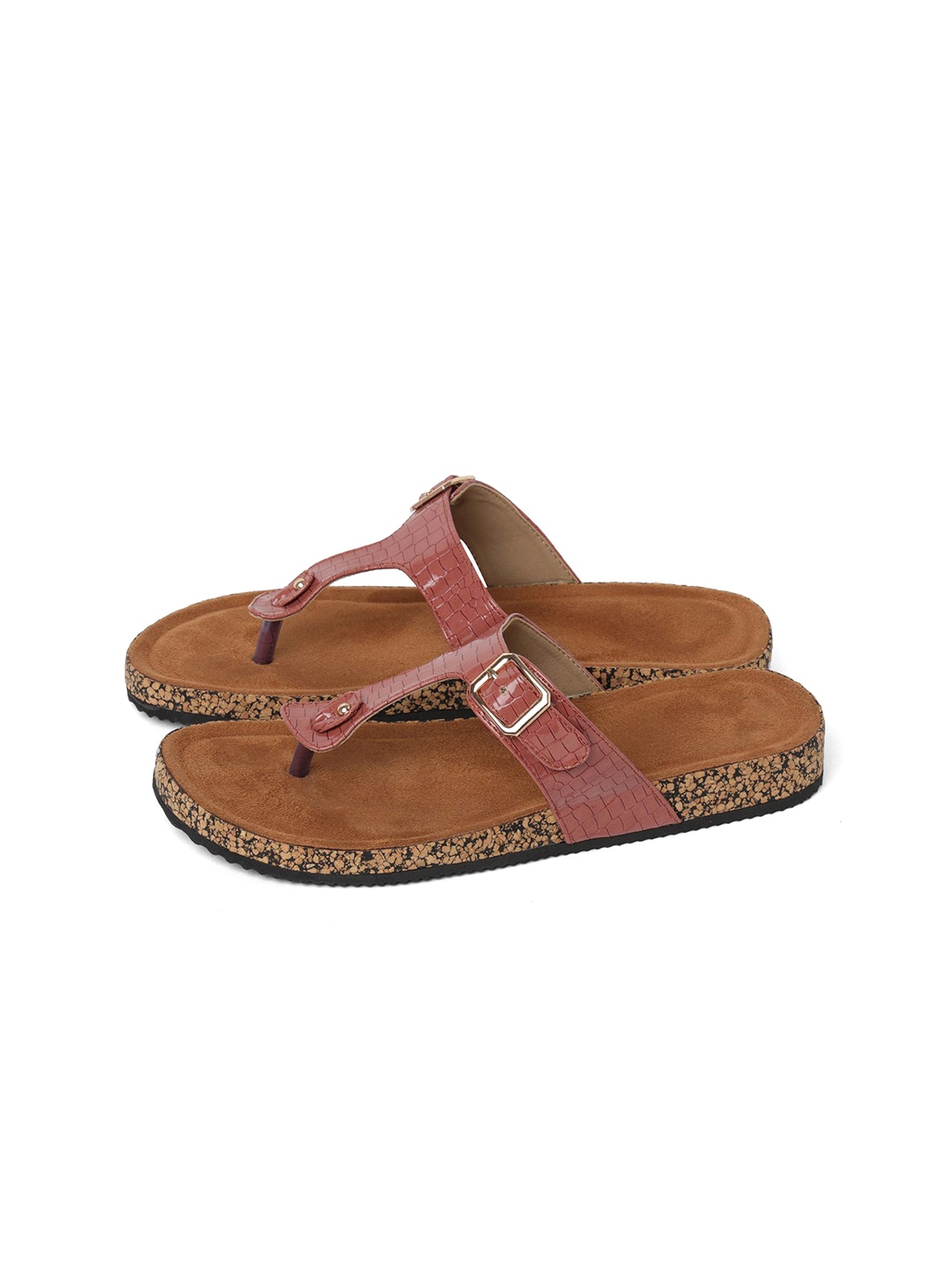 

KNEETOES Women T-Strap Flats with Tassels, Peach