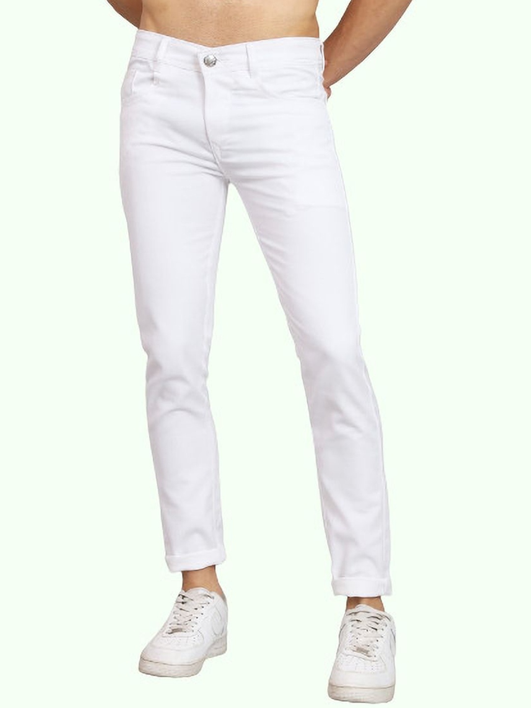 

COMFITS Men Classic Low Distress Stretchable Jeans, White
