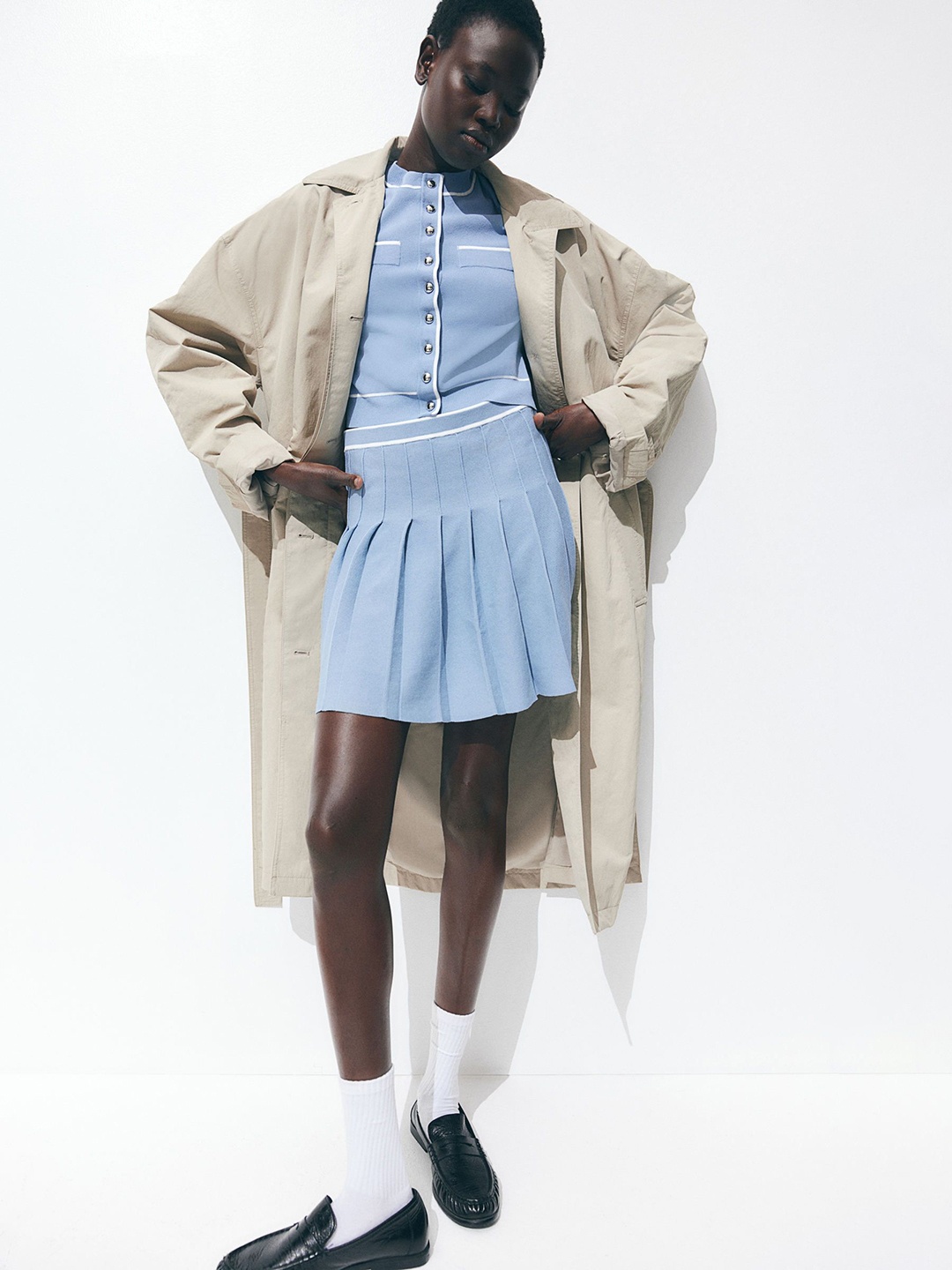 

H&M Pleated Skirt, Blue