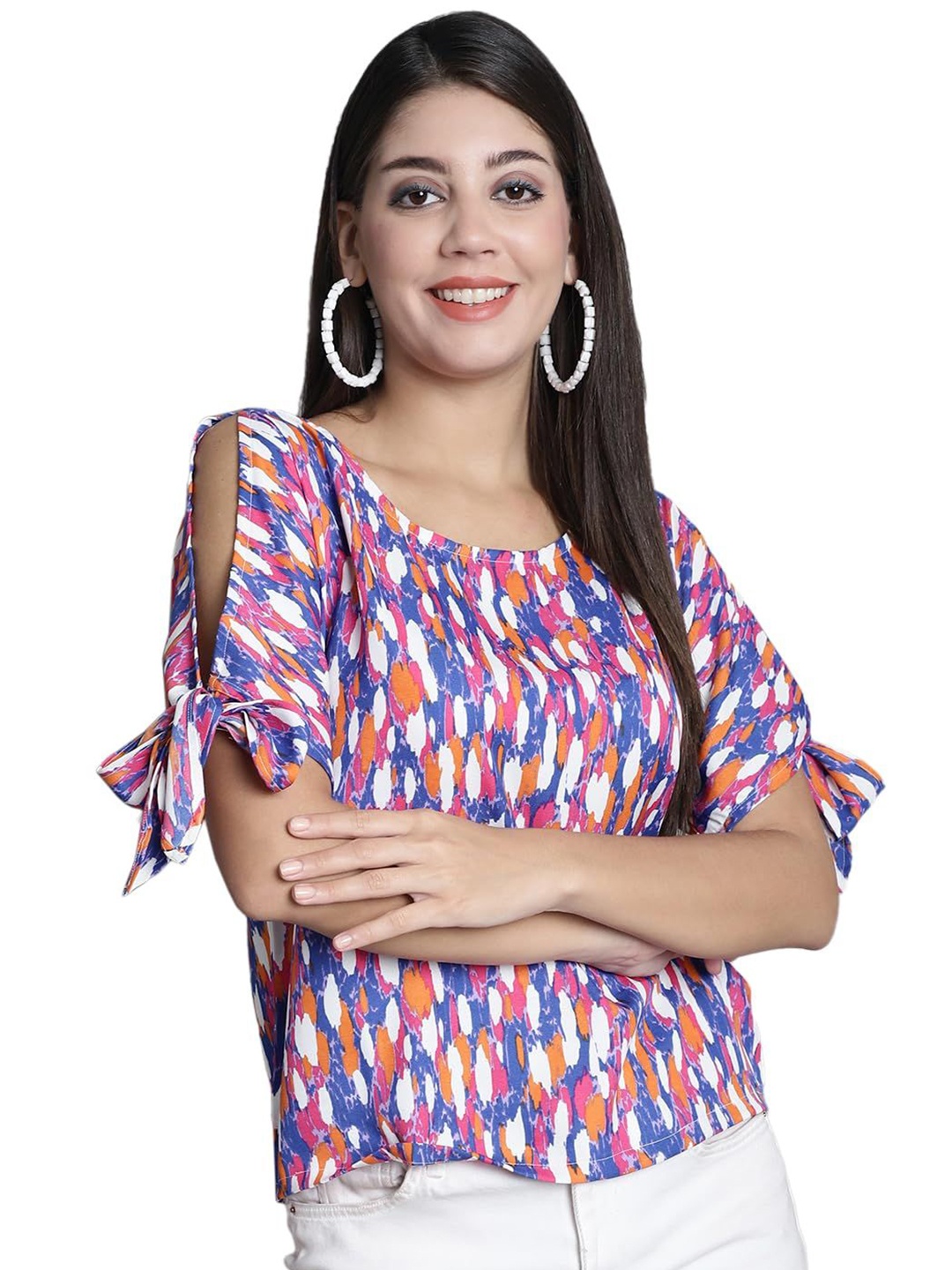 

SZN Print Cold-Shoulder Top, Multi