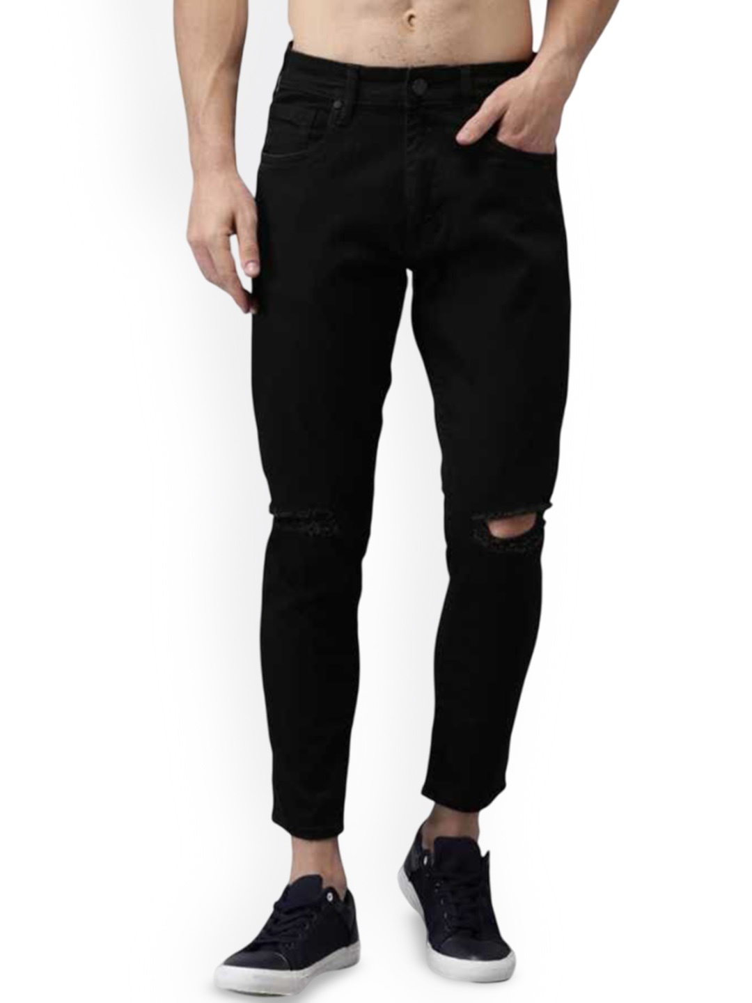 

COMFITS Men Classic Slash Knee Jeans, Black