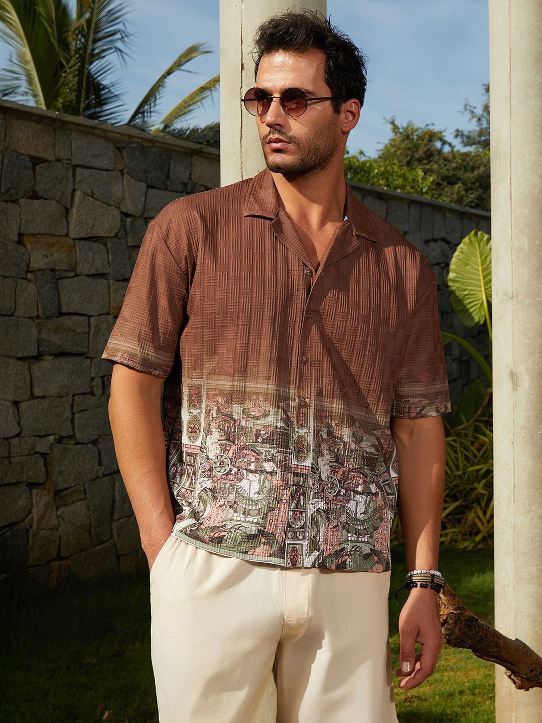 

Campus Sutra Men Classic Opaque Printed Casual Shirt, Brown