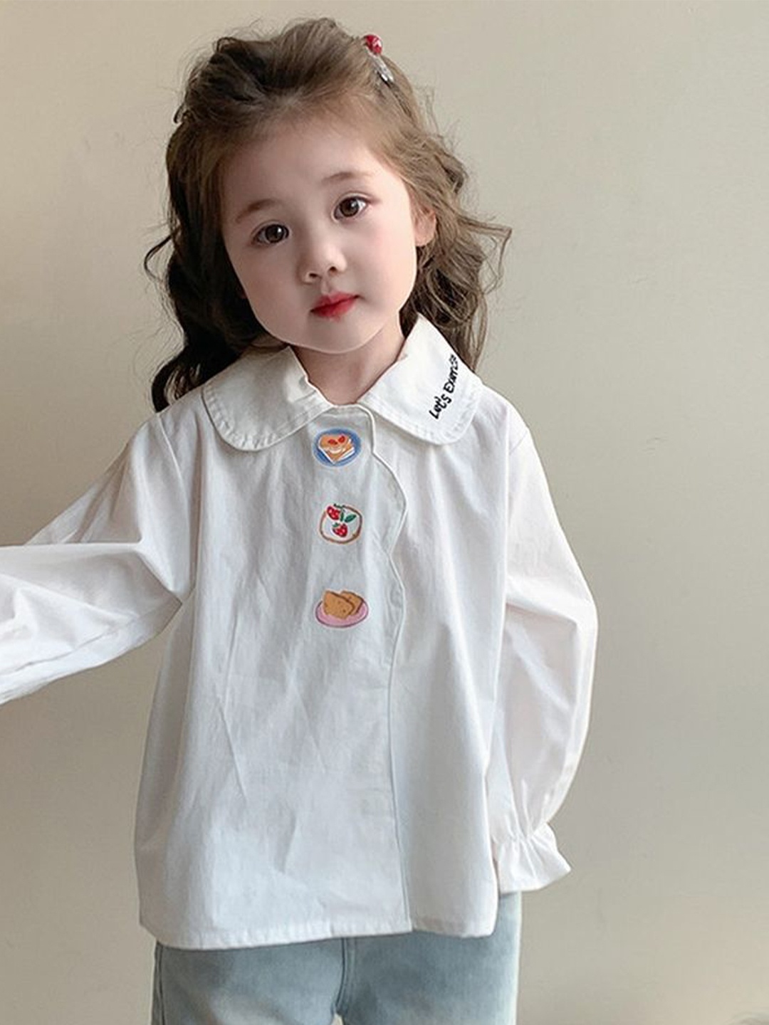

LULU & SKY Girls Opaque Casual Shirt, White